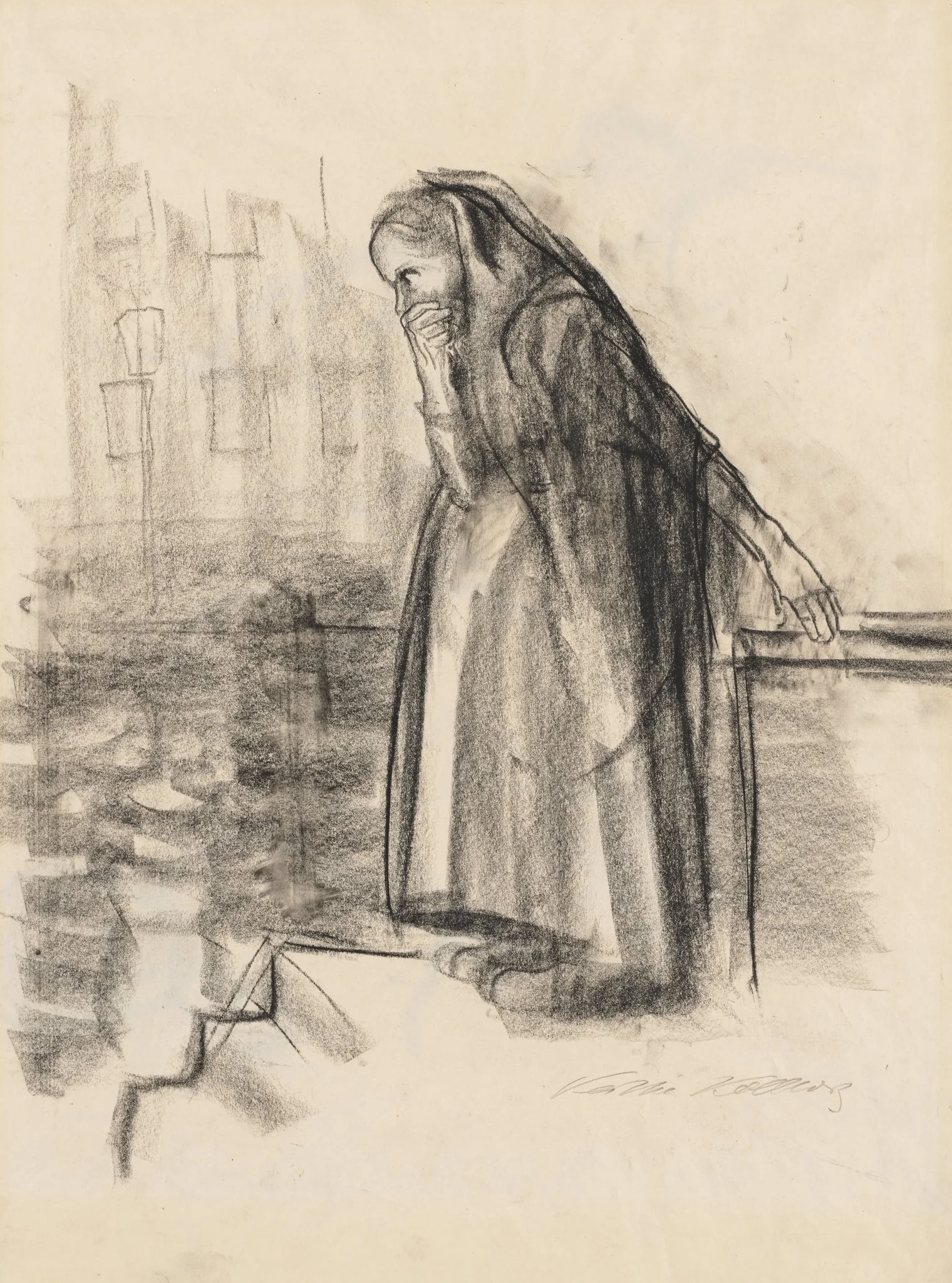 Pregnant Woman Contemplating Suicide (recto), by Käthe Kollwitz, 1926