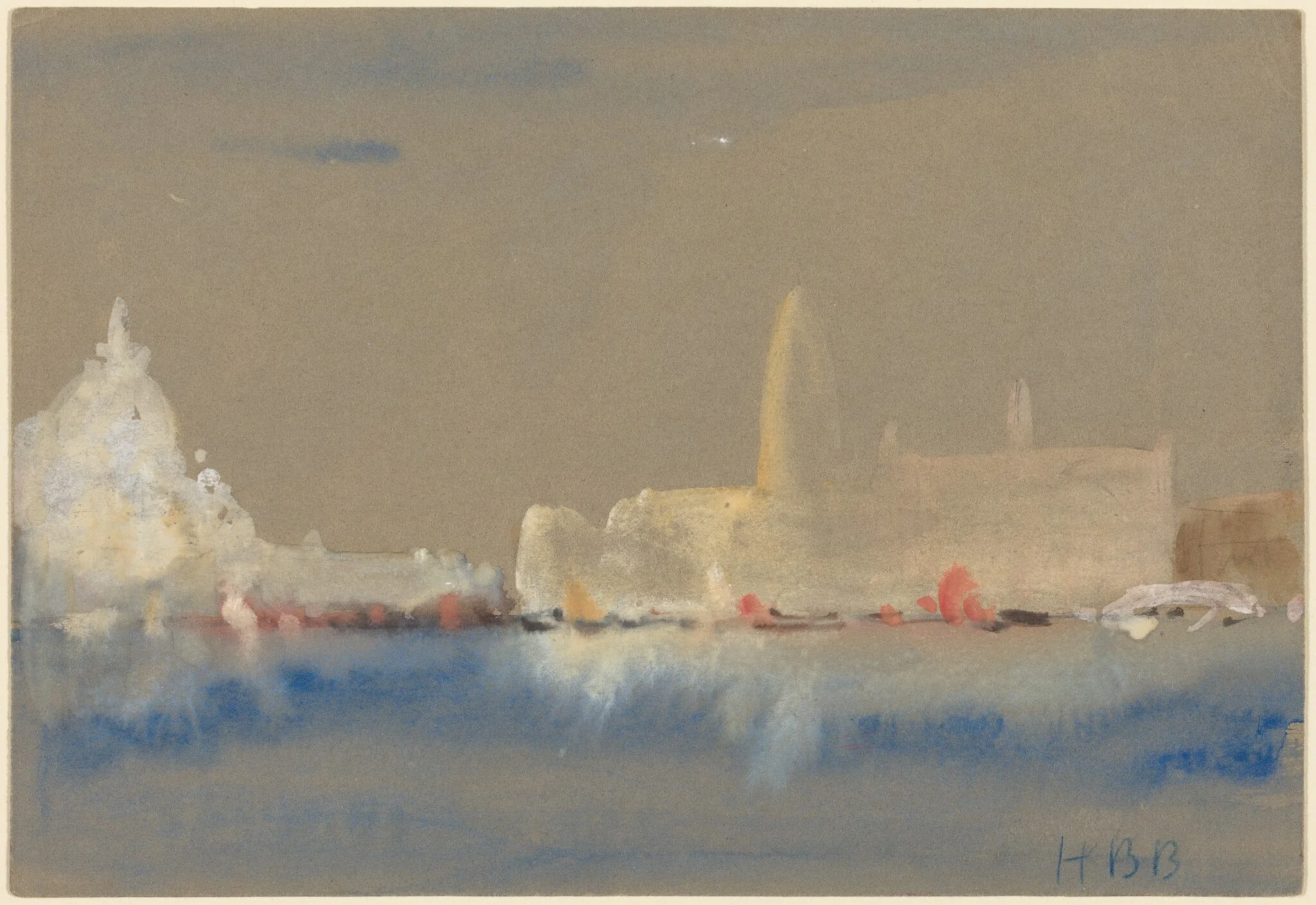 The Salute and the Palazzo Ducale from the Bacino di San Marco, by Hercules Brabazon Brabazon, gouache, 1864