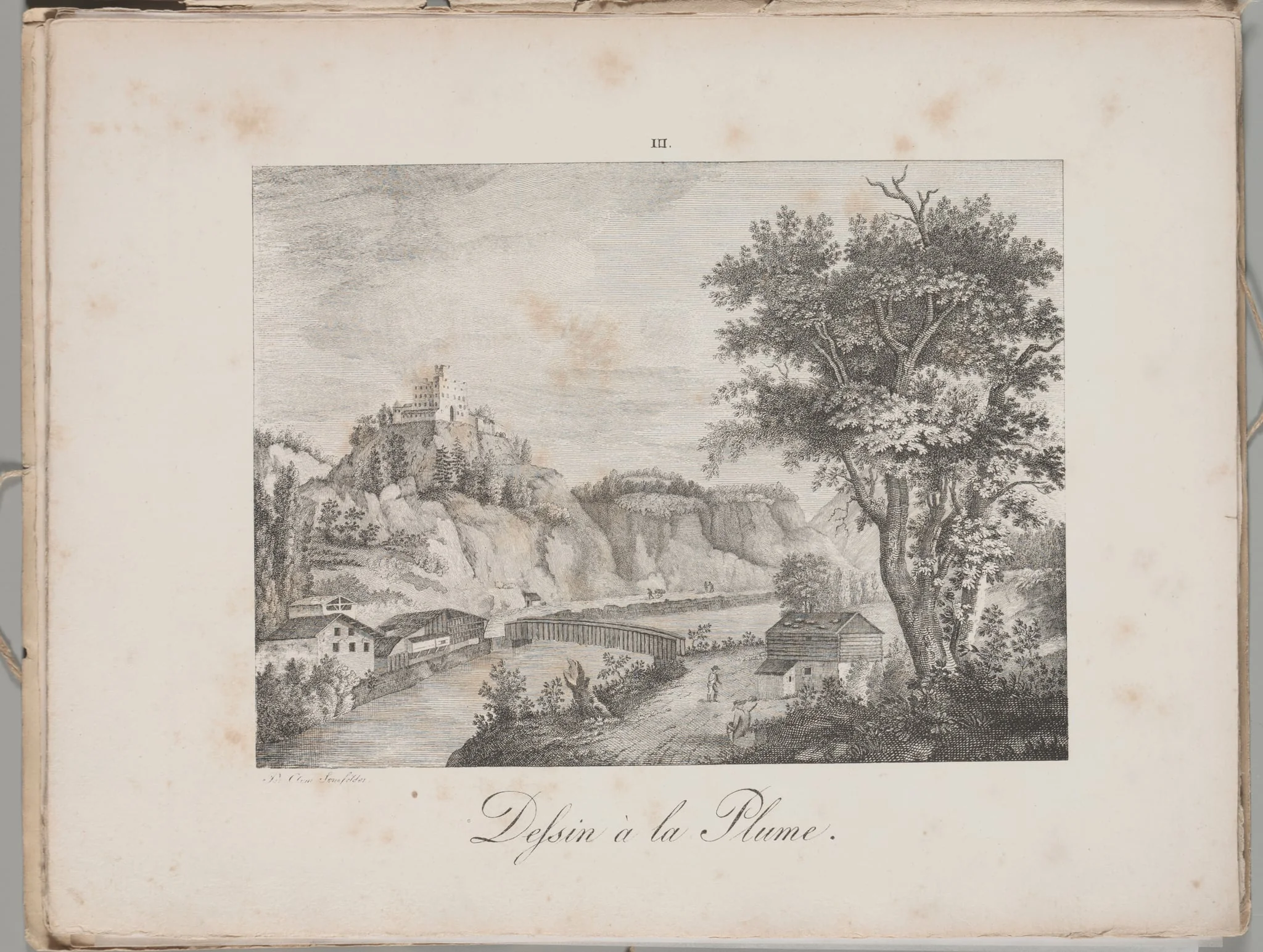 Art of the Lithograph: Landeck in Tirol, Plate III, by Alois Senefelder, 1819