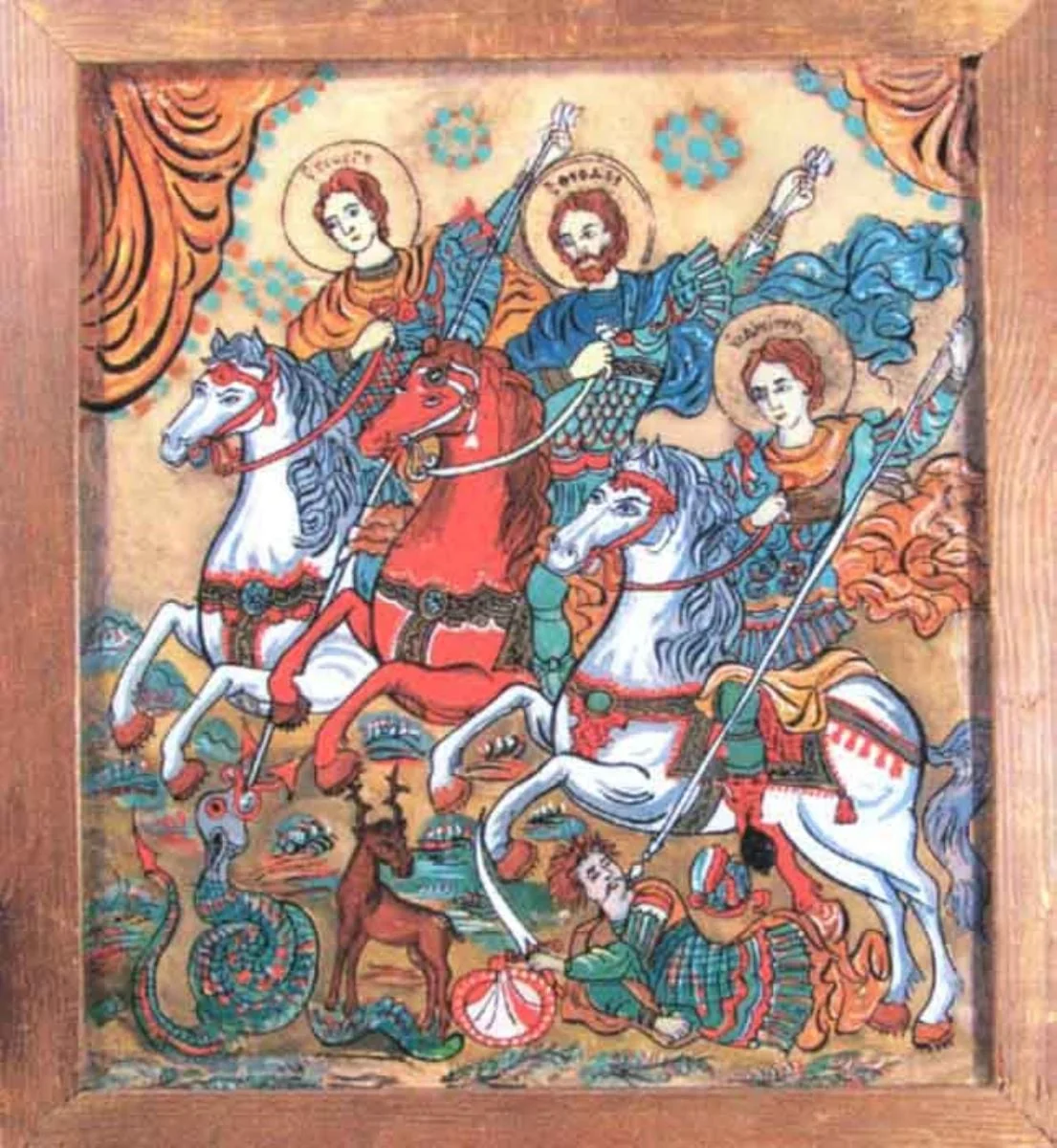 Sfinții Militari Gheorghe, Theodor - Tiron și Dimitrie, by Unknown, 1850