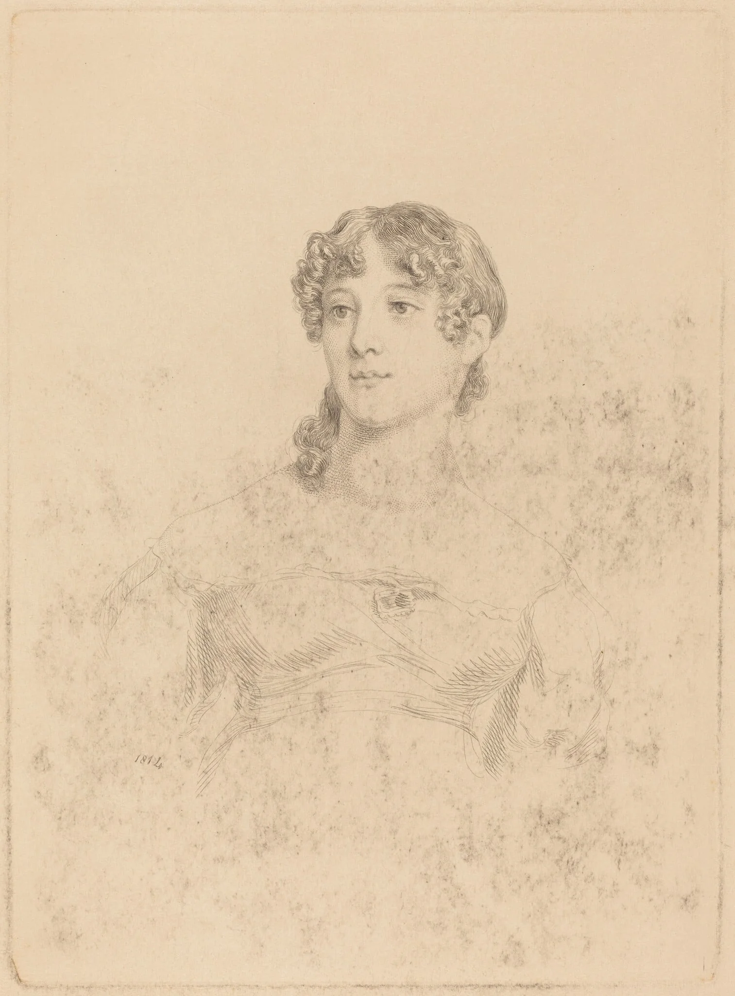 Lady Maria Hooker When Miss Turner at Age Seventeen, by Mary Dawson Turner, ink, 1814