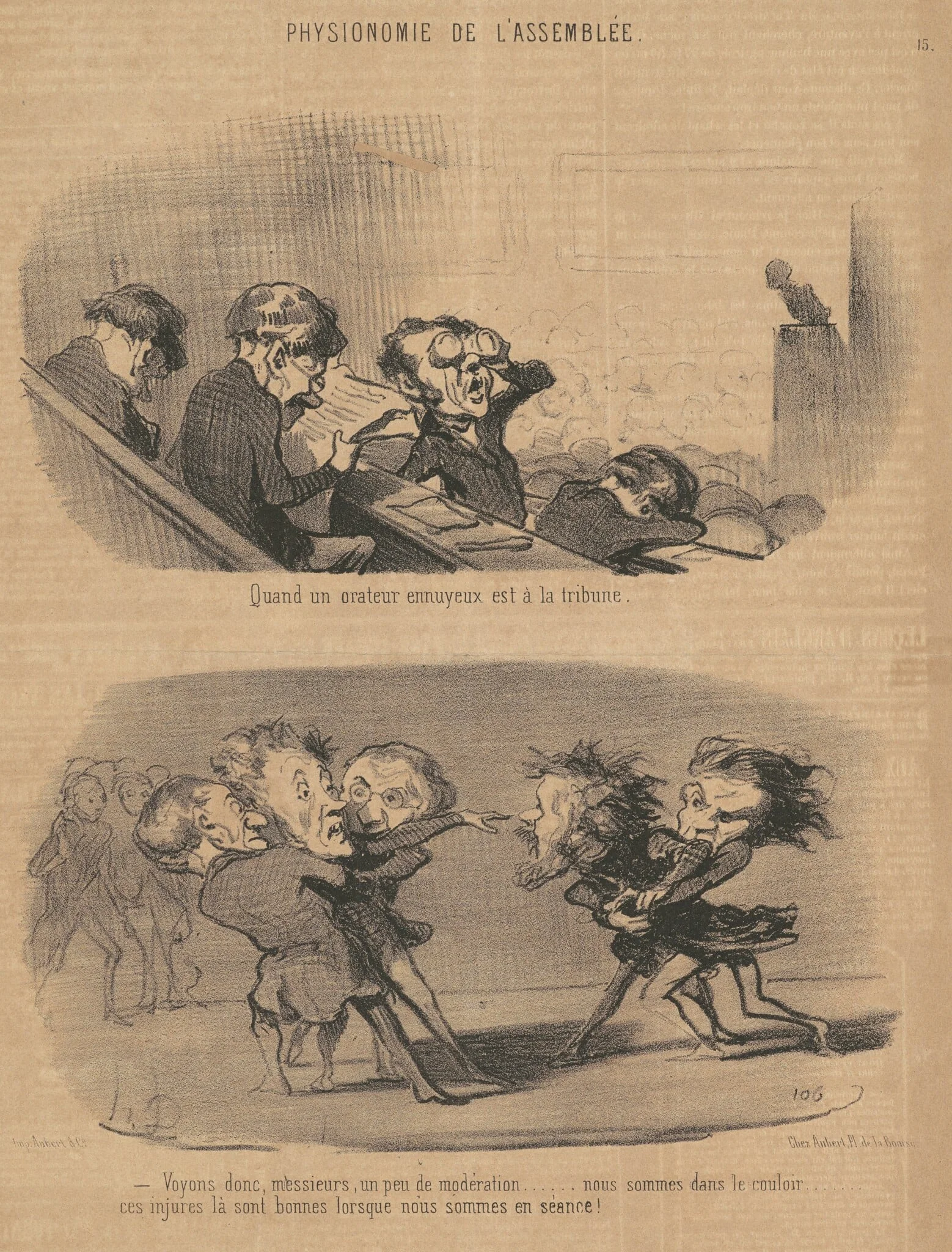 Quand un orateur ennuyeux est a la tribune, by Honoré Daumier, ink, 1850