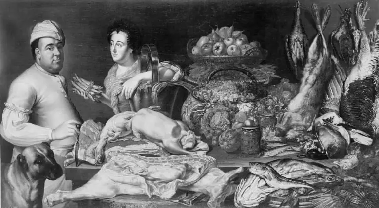 A Cook and a Kitchen Maid with the Provisions of the Kitchen