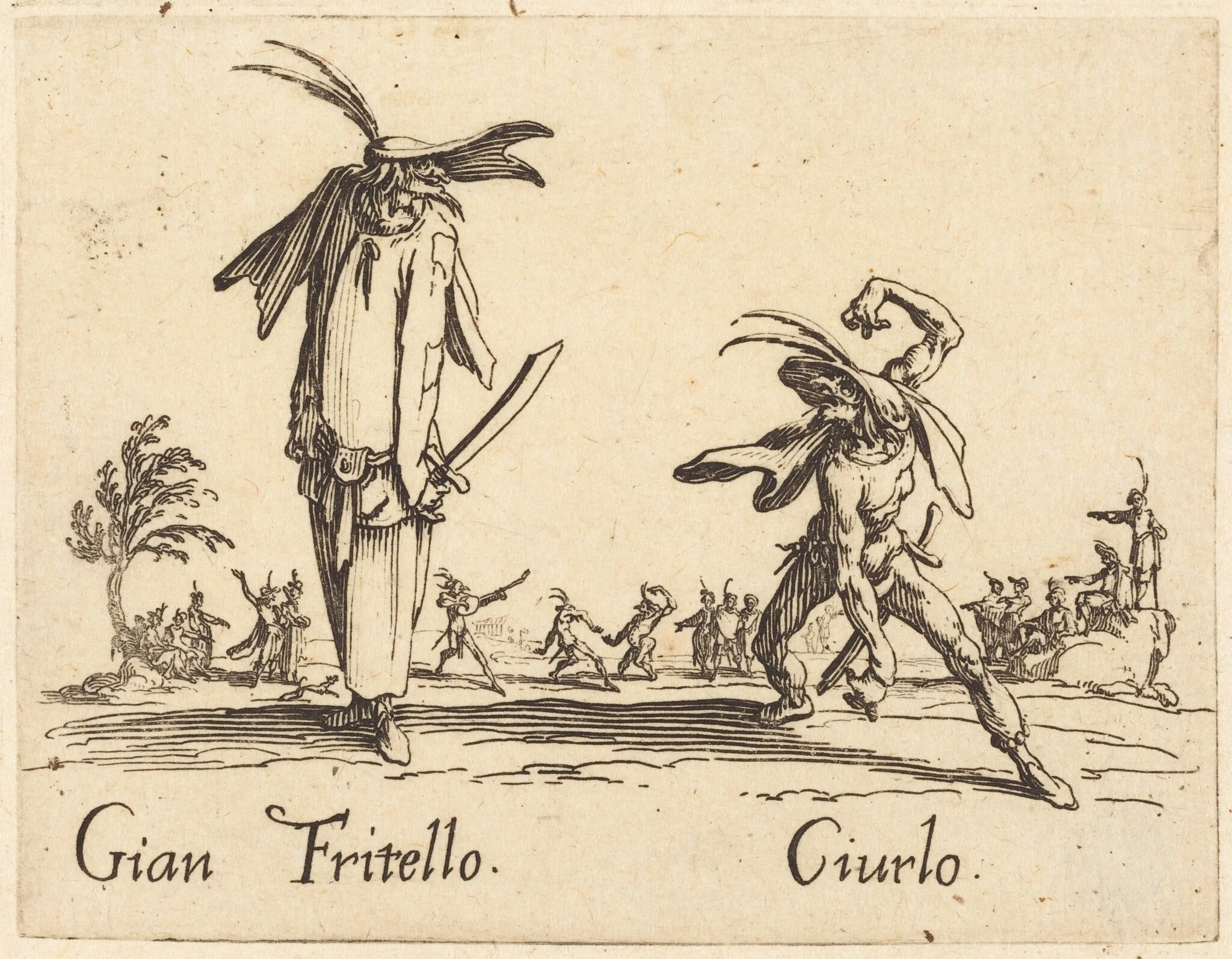 Gian Fritello and Ciurlo, by Jacques Callot, ink, 1622