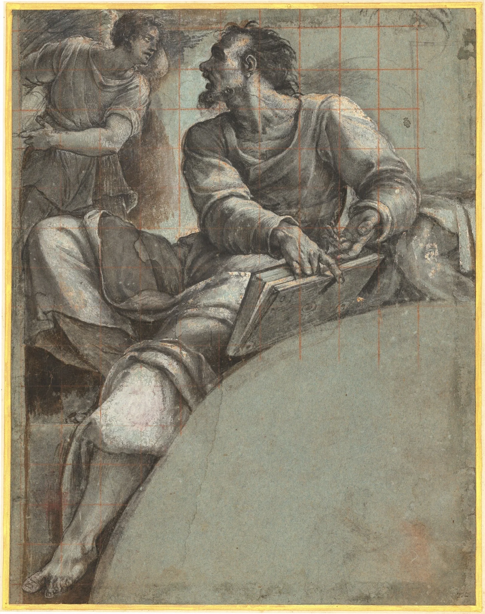A Prophet Addressed by an Angel, by Sebastiano del Piombo, chalk, 1518