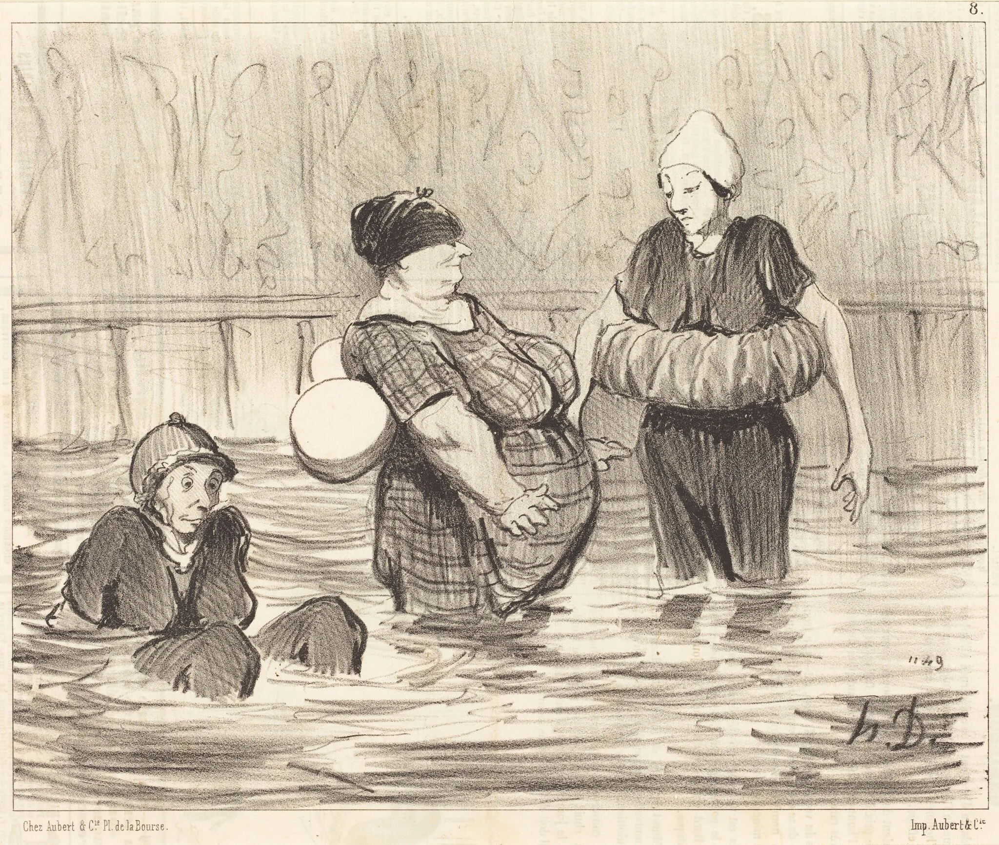 Les Baigneuses prudentes, by Honoré Daumier, ink, 1847