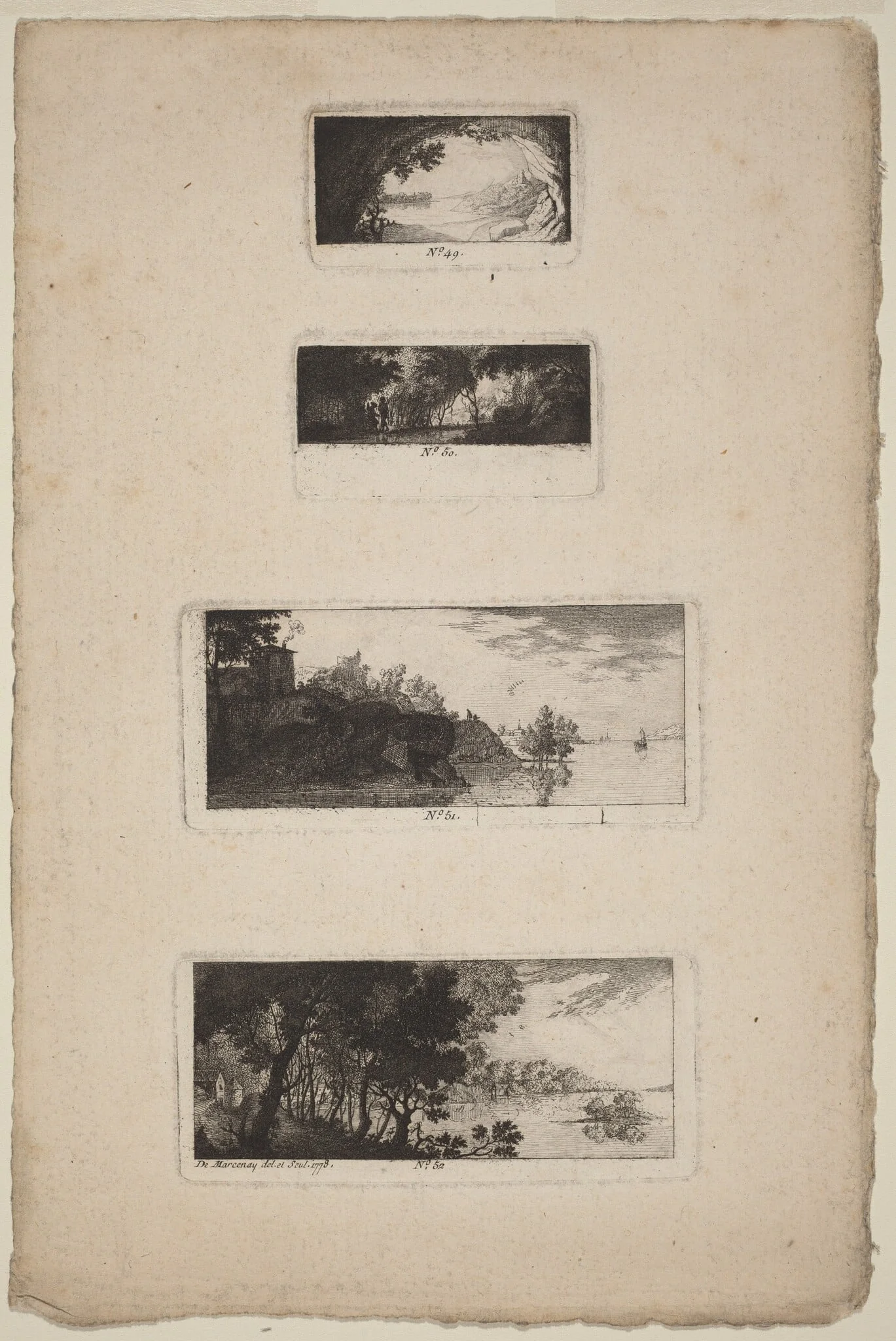Landscape with Cave Opening, by Antoine de Marcenay de Ghuy, ink, 1778