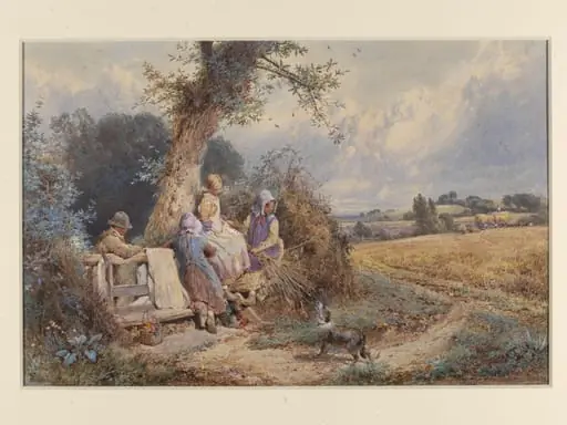 Young Gleaners Resting by a Stile