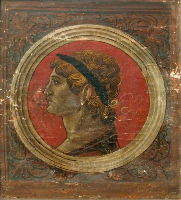 Laureated Bust of a Roman Emperor Facing Left (one of 29 painted panels from a frieze)