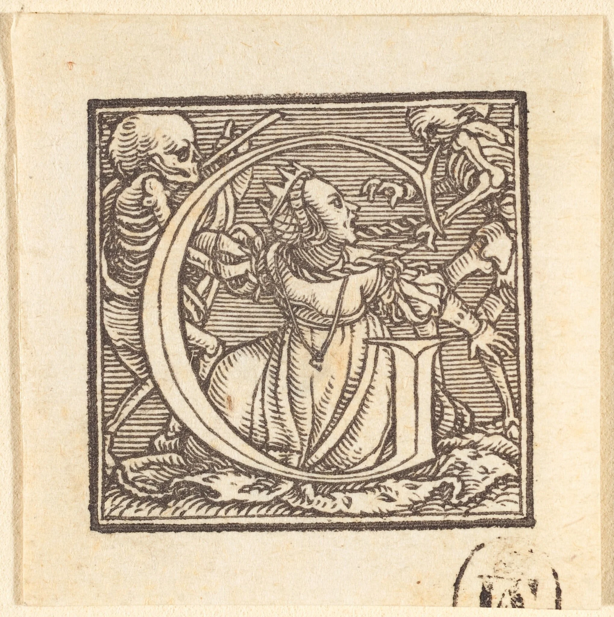 Letter G, by Hans Lützelburger, ink, 1523