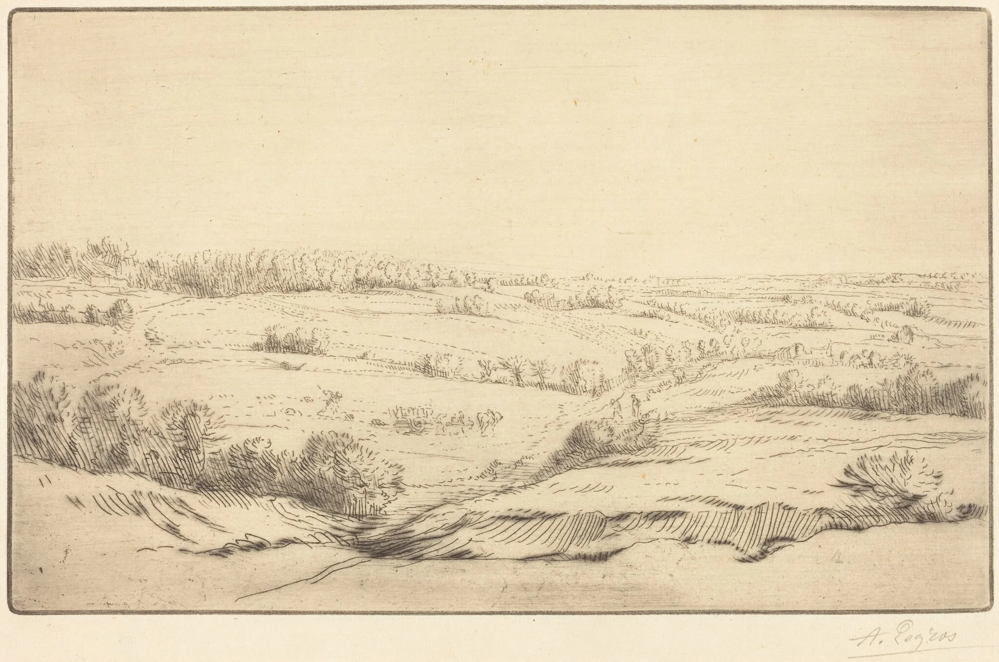 Plain (La plaine), by Alphonse Legros, ink, 1874