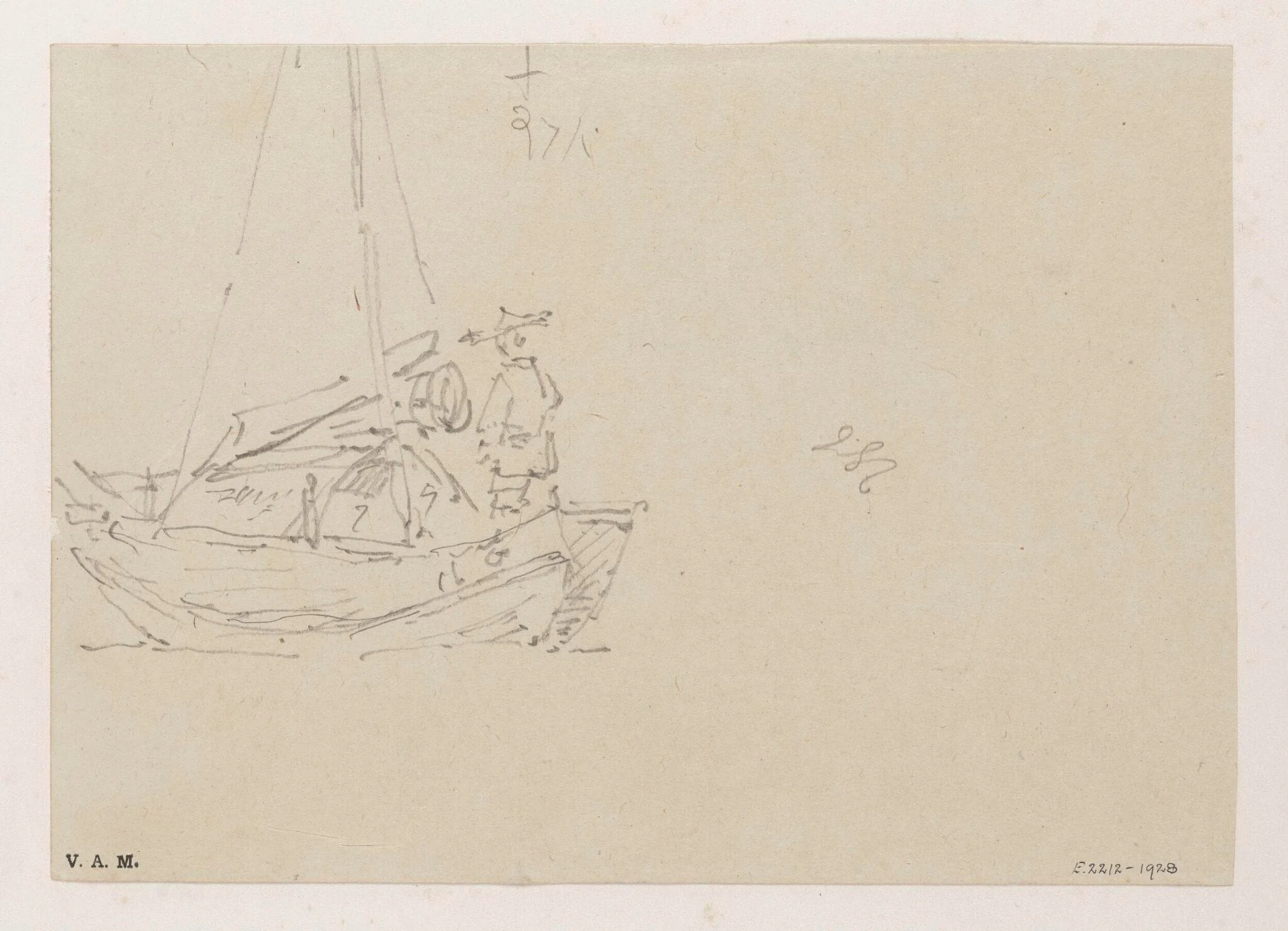 A sketch of a Chinese figure standing in a Tanka boat, by George Chinnery, 19