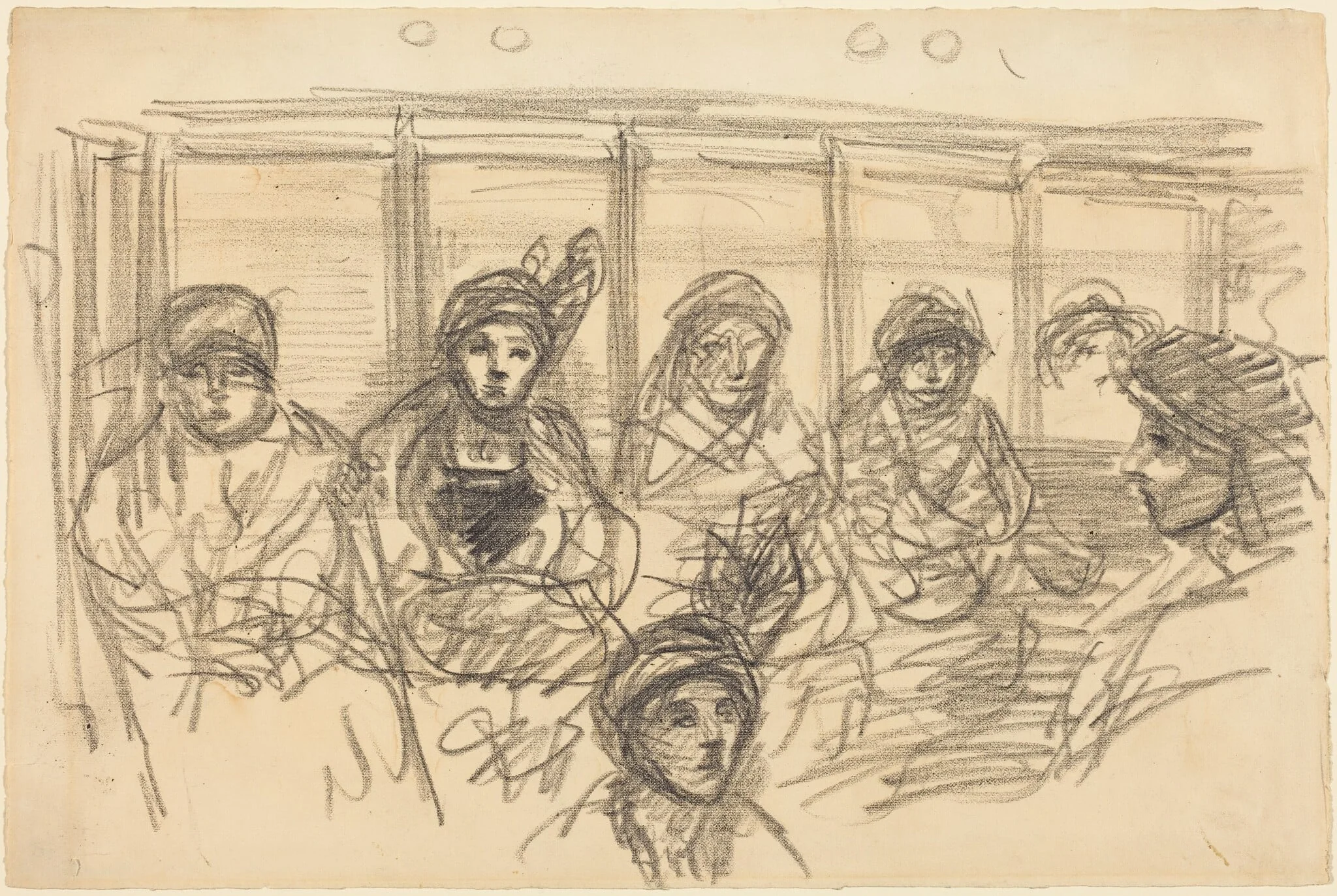 Riders on the Metro, by Théophile Alexandre Steinlen, crayon, 1890