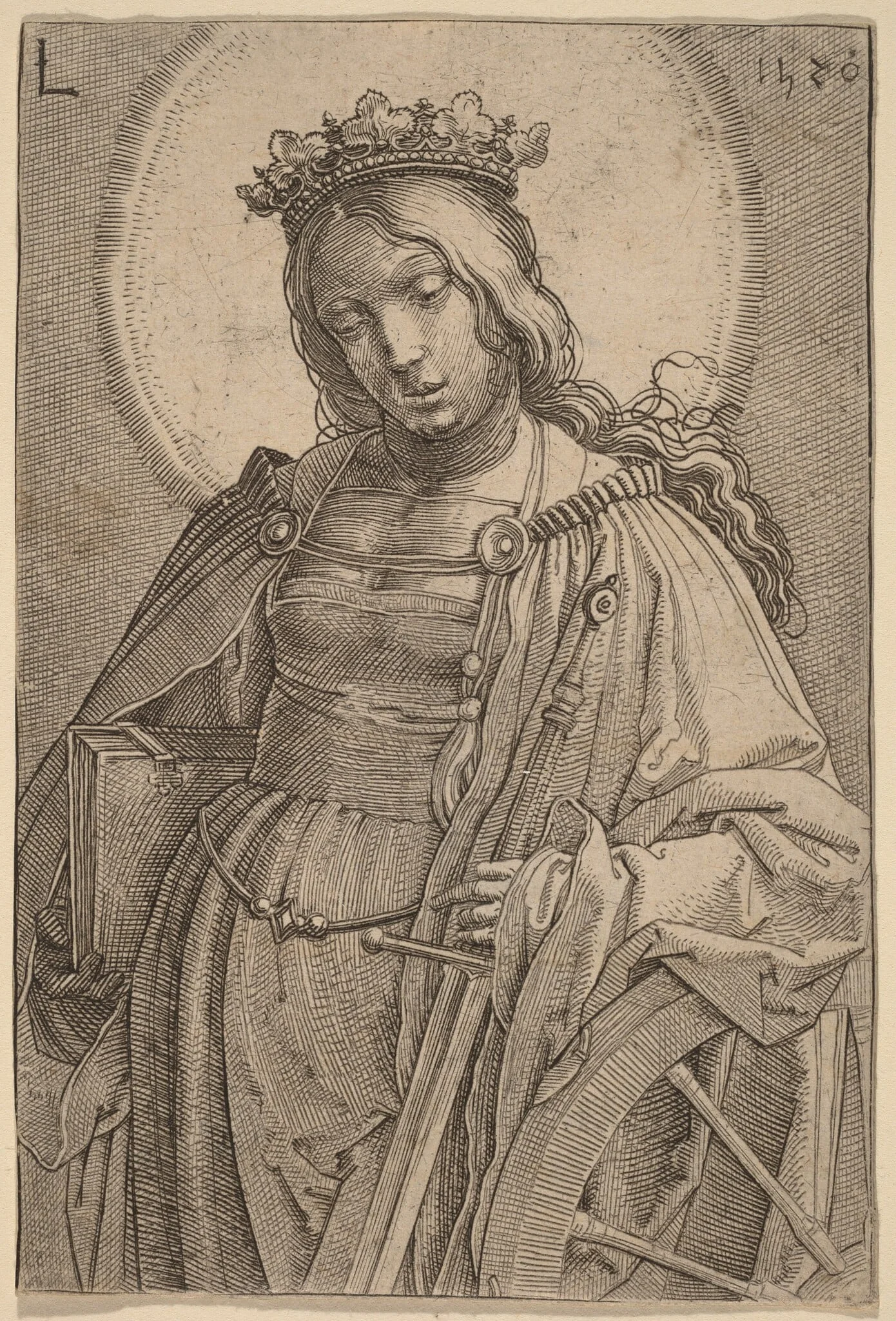 Saint Catherine, by Lucas van Leyden, ink, 1520