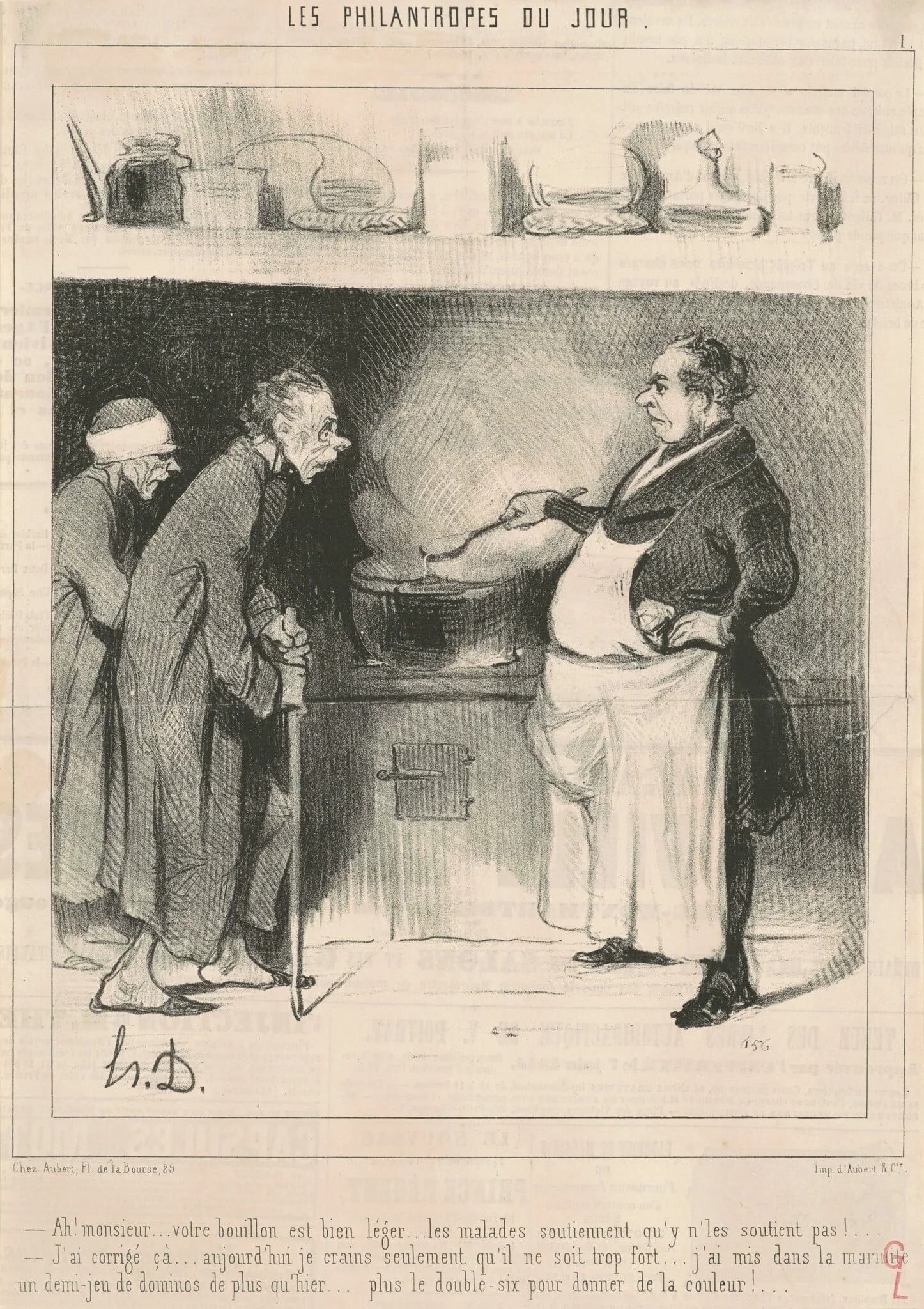 Ah! Monsieur ...votre bouillon est ..., by Honoré Daumier, ink, 1844