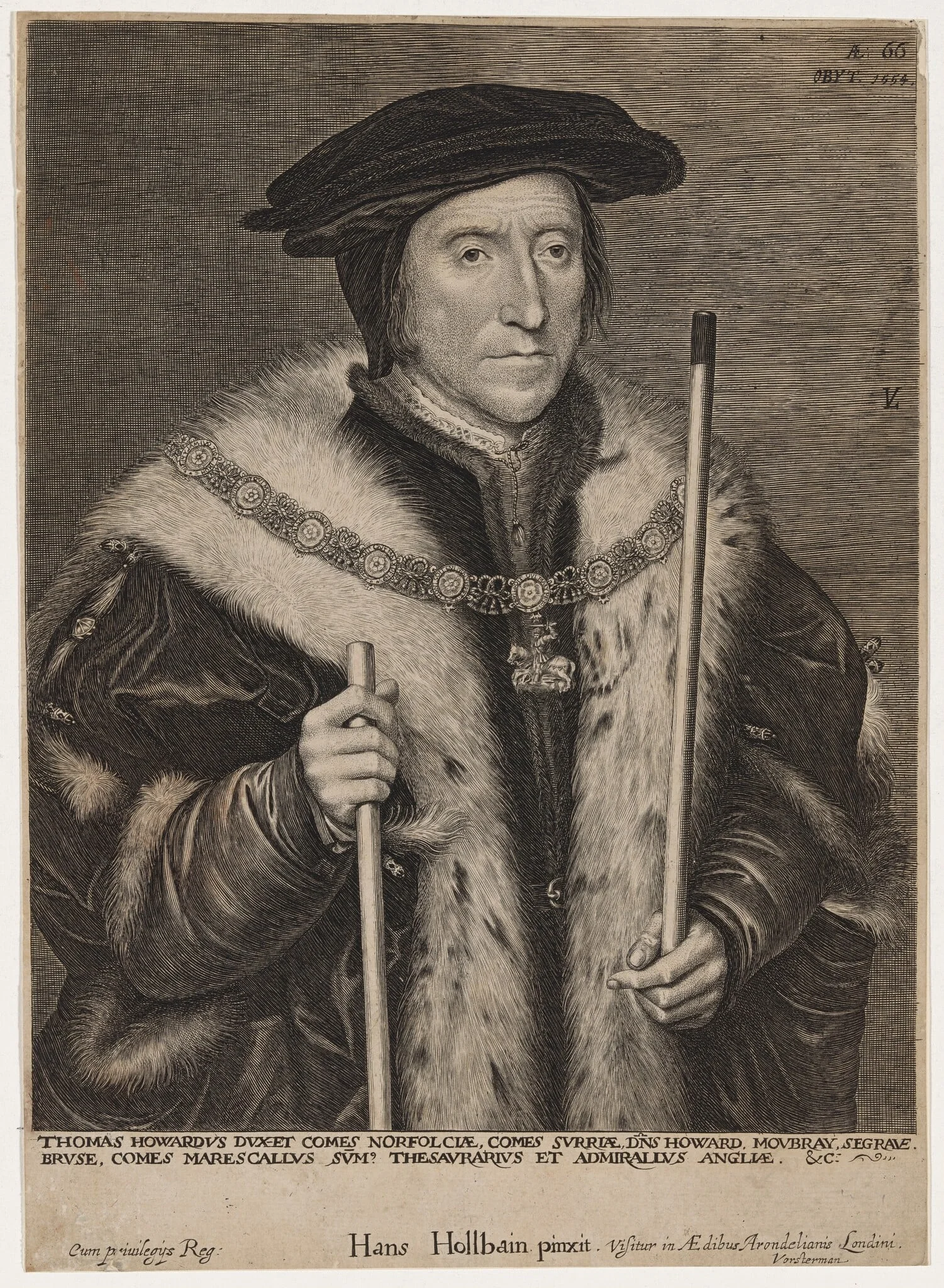 Thomas Howard, Third Duke of Norfolk, by Lucas Emil Vorsterman, ink, 1635