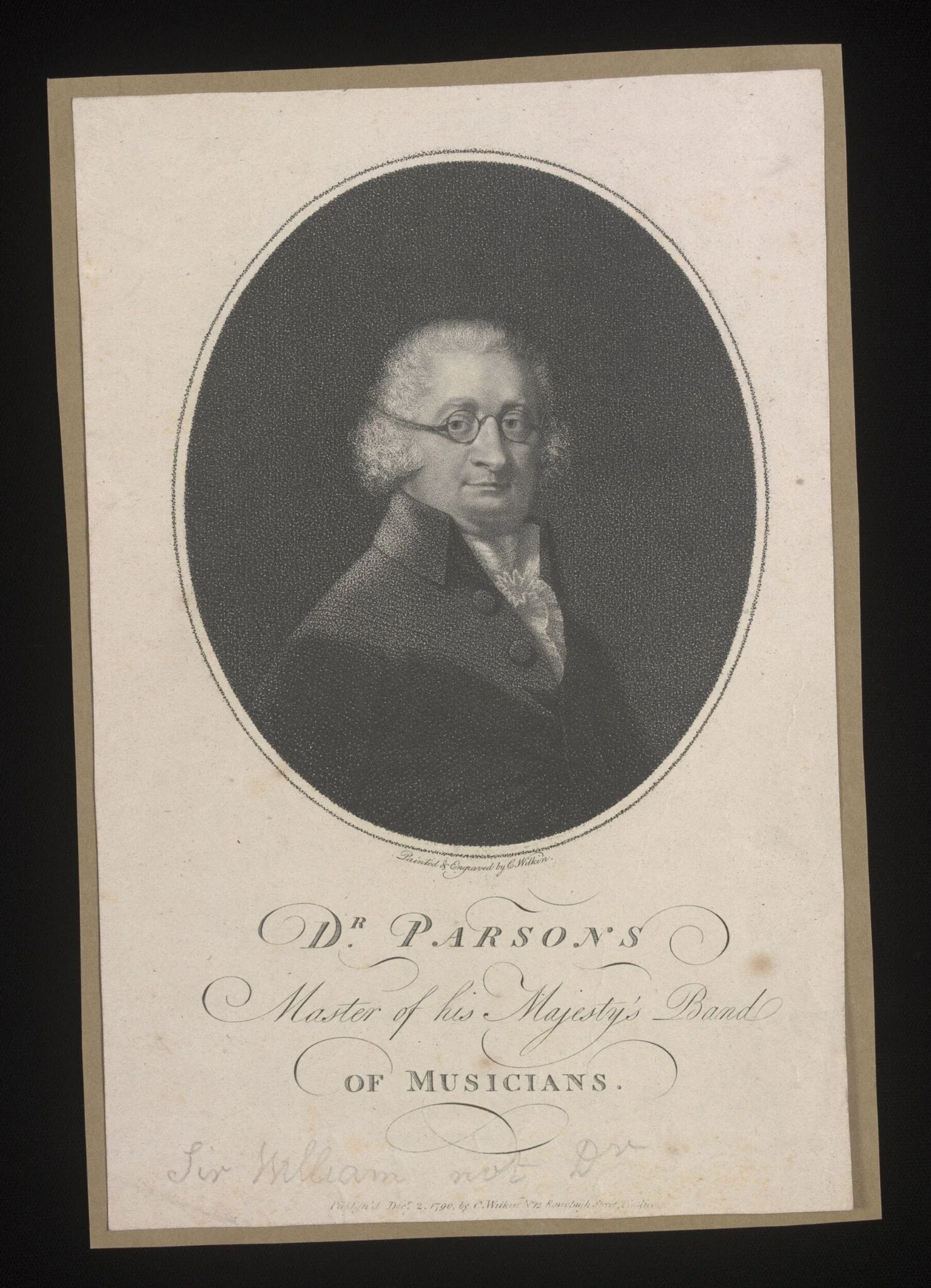 Dr. Parsons, Master of his Majesty's Band of Musicians, by Charles Wilkin, 2