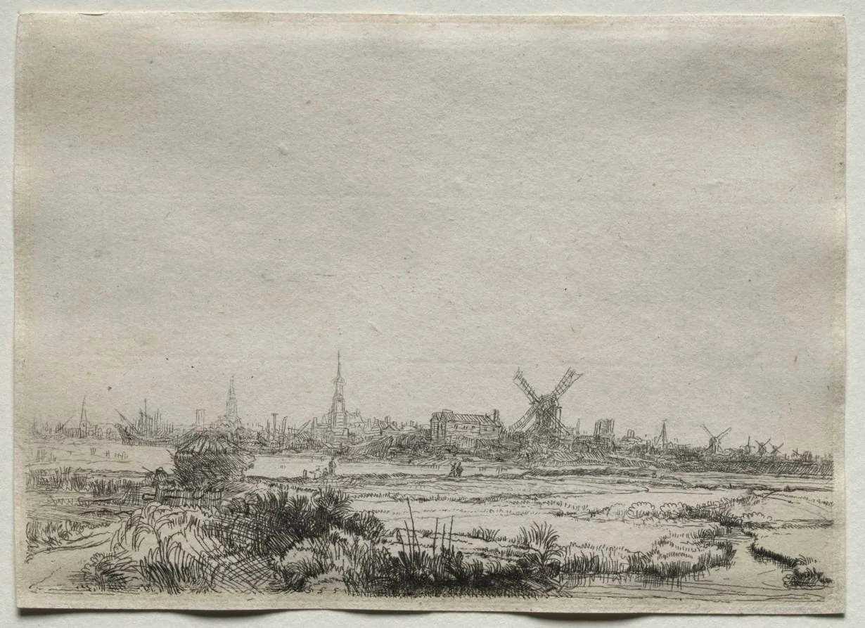 Copy of View of Amsterdam from the North West, by Rembrandt, 1704