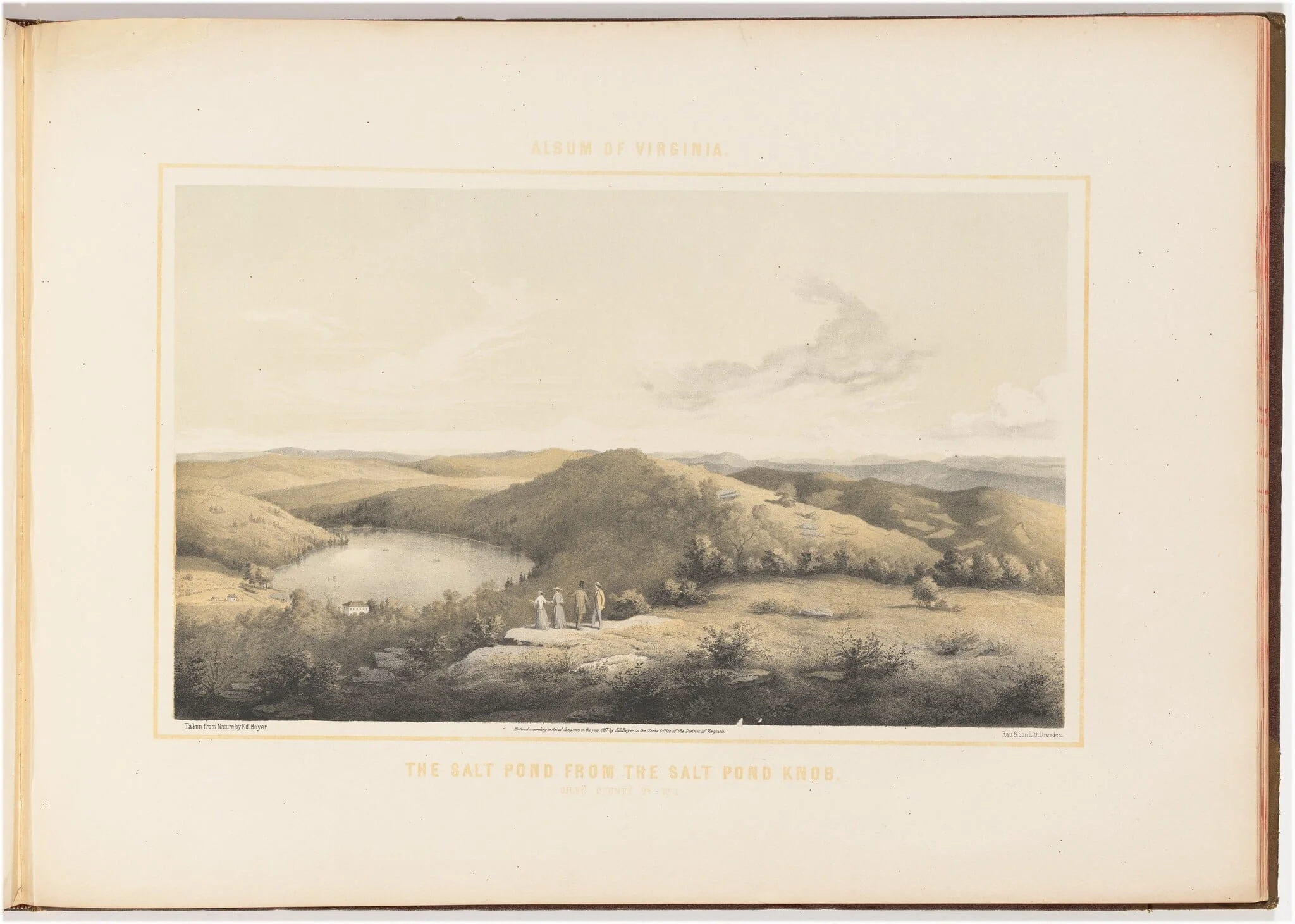 The Salt Pond from the Salt Pond Knob, No. 1, by Woldemar Rau, ink, 1857