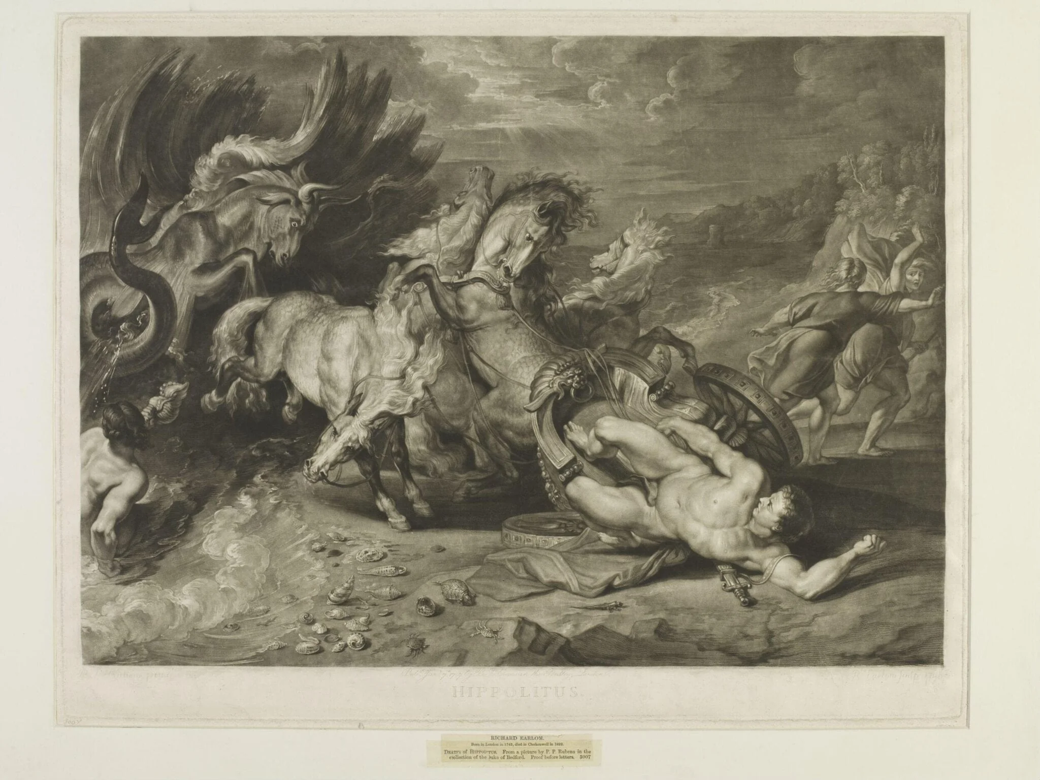 Death of Hippolytus, by Richard Earlom, 1850