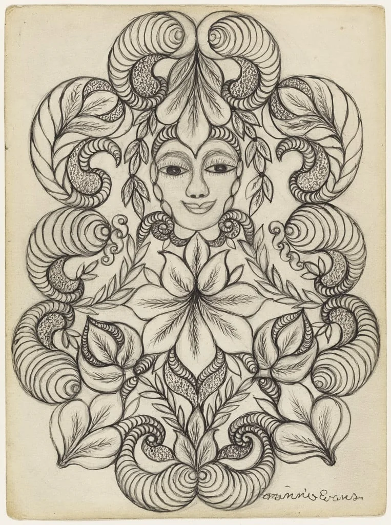 Untitled, by Minnie Evans, graphite, 1960