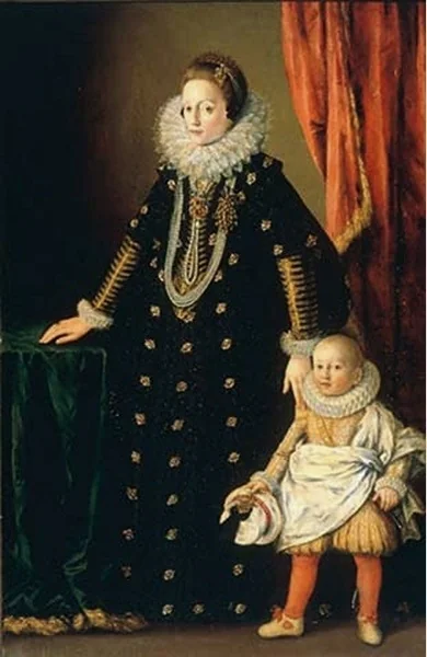 Portrait of Duchess Magdalene of Bavaria (1587–1628) and her son Philip William., by Unknown, oil, 1620