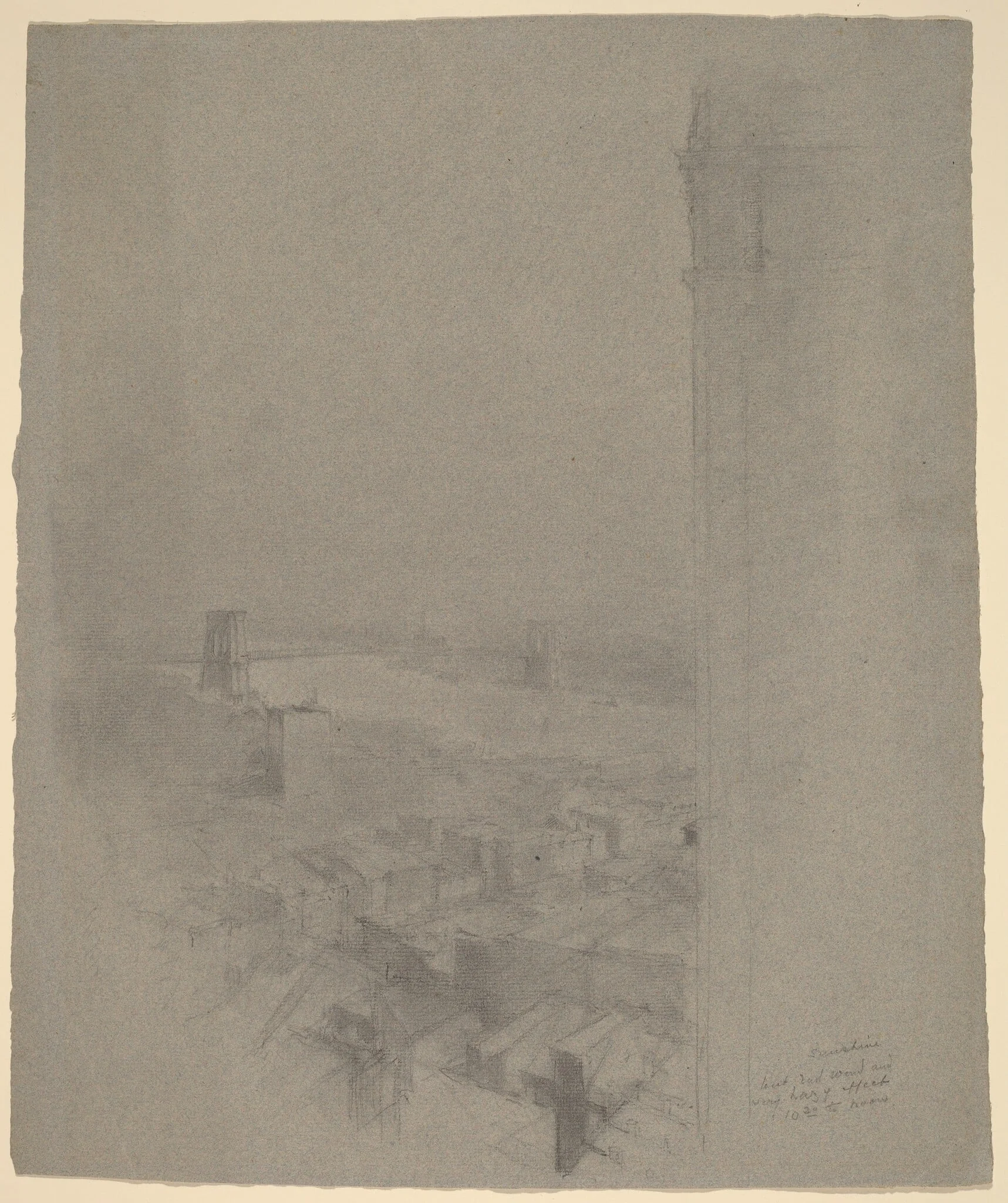 Manhattan Bridge, by Stanford White, graphite, 1880