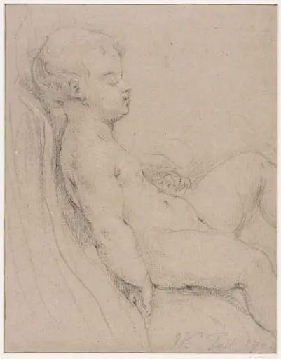 Nude boy seated ; profile