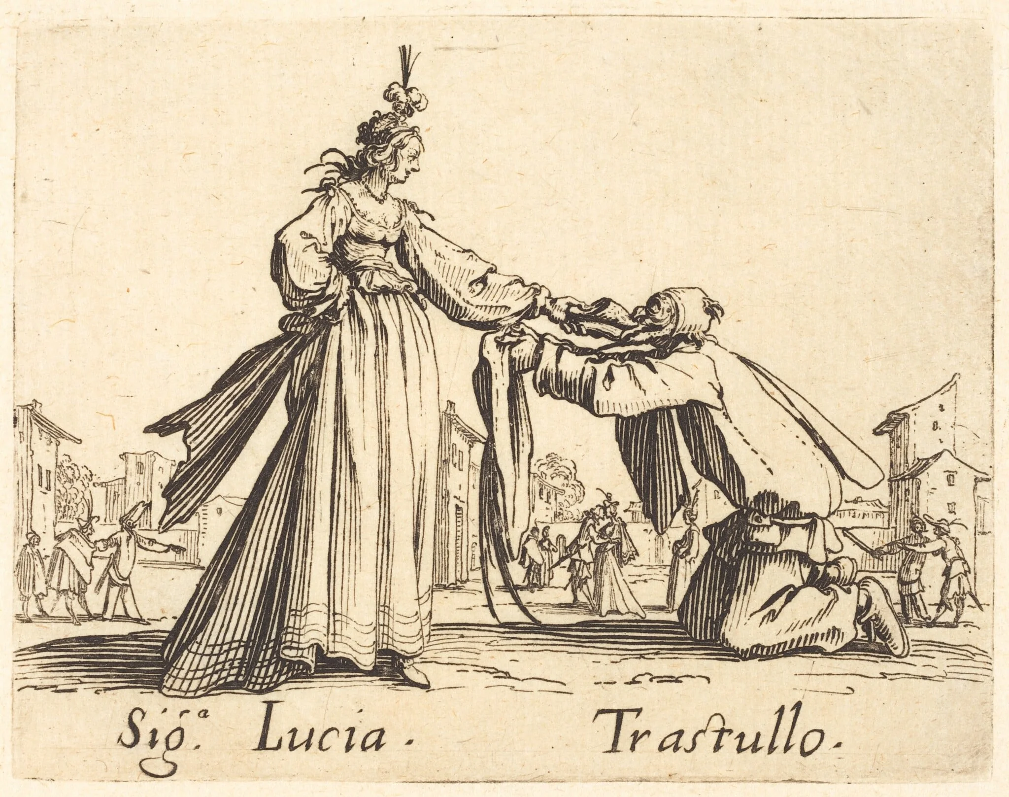 Signa. Lucia and Trastullo, by Jacques Callot, ink, 1622