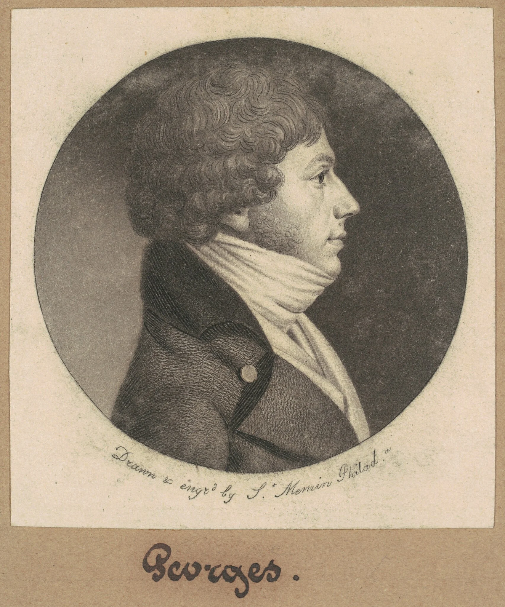 Georges, by Charles Balthazar Julien Févret de Saint-Mémin, ink, 1800