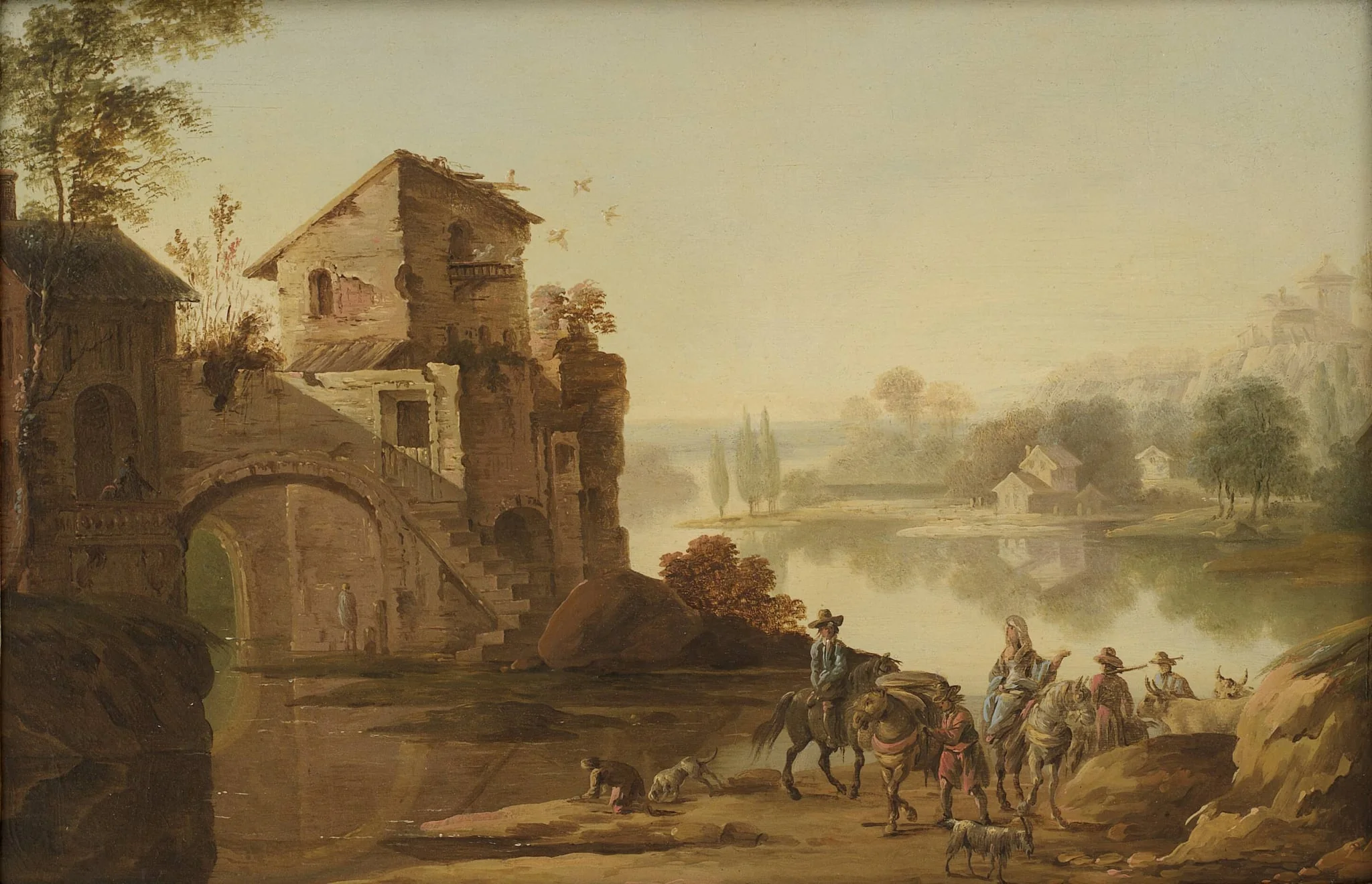 Landskab i italiensk manér, by Unknown, 1750
