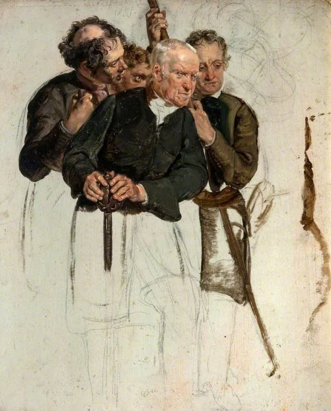 Four Standing Men (study for 'The Covenanters' Baptism'), by George Harvey, unspecified, 1830
