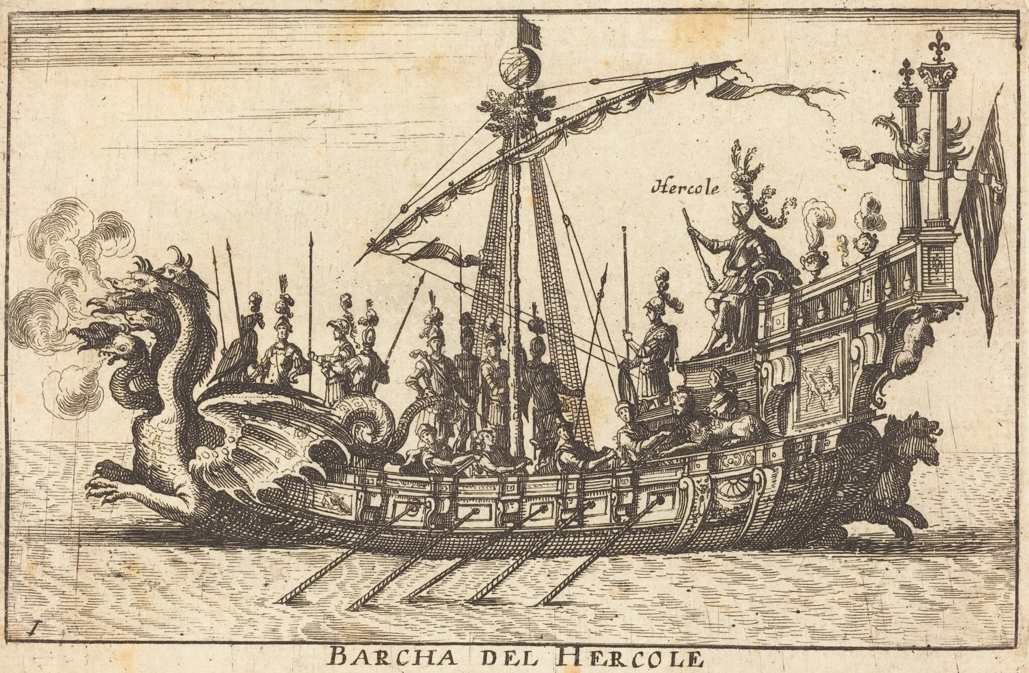 Barcha del Hercole, by Balthasar Moncornet, ink, 1634