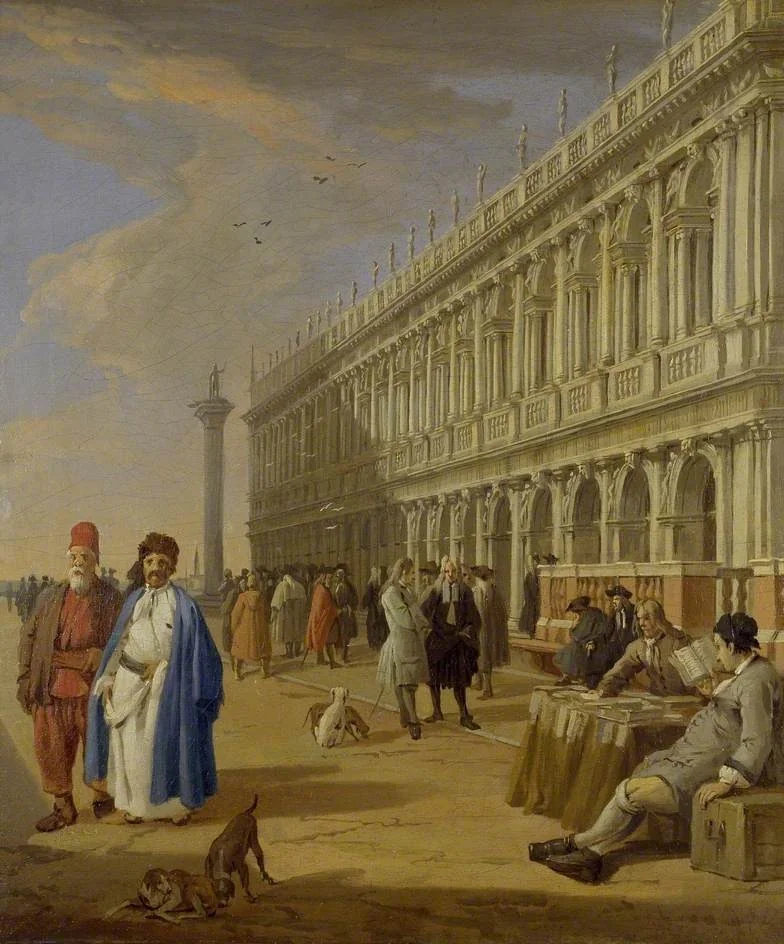 The Piazzetta, Venice, by Luca Carlevarijs, oil, 1720