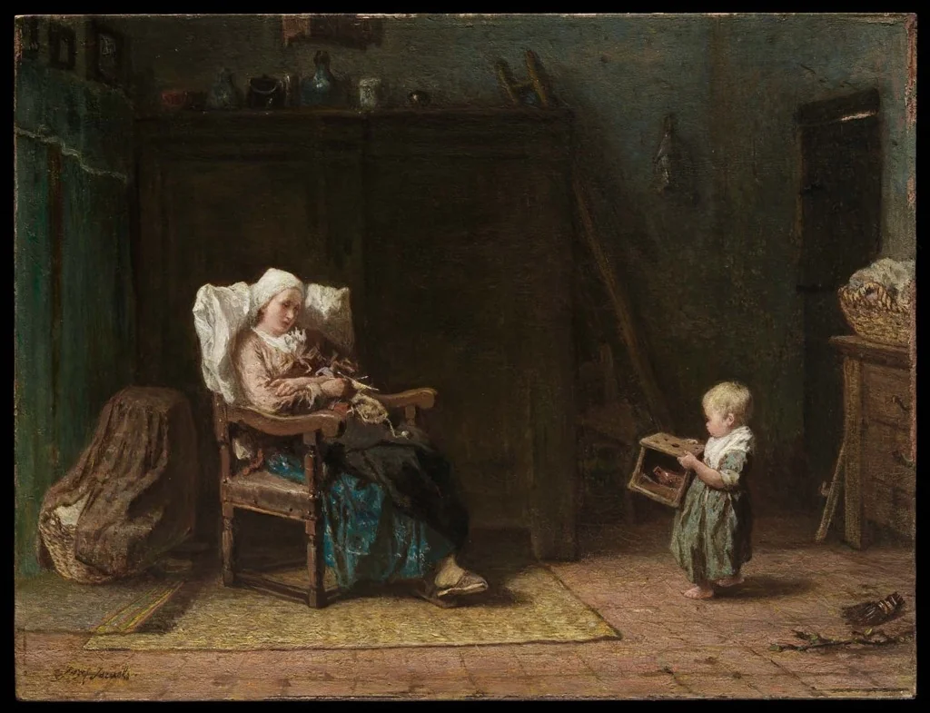 Convalescent Mother and a Child, by Jozef Israëls, unspecified, 1871