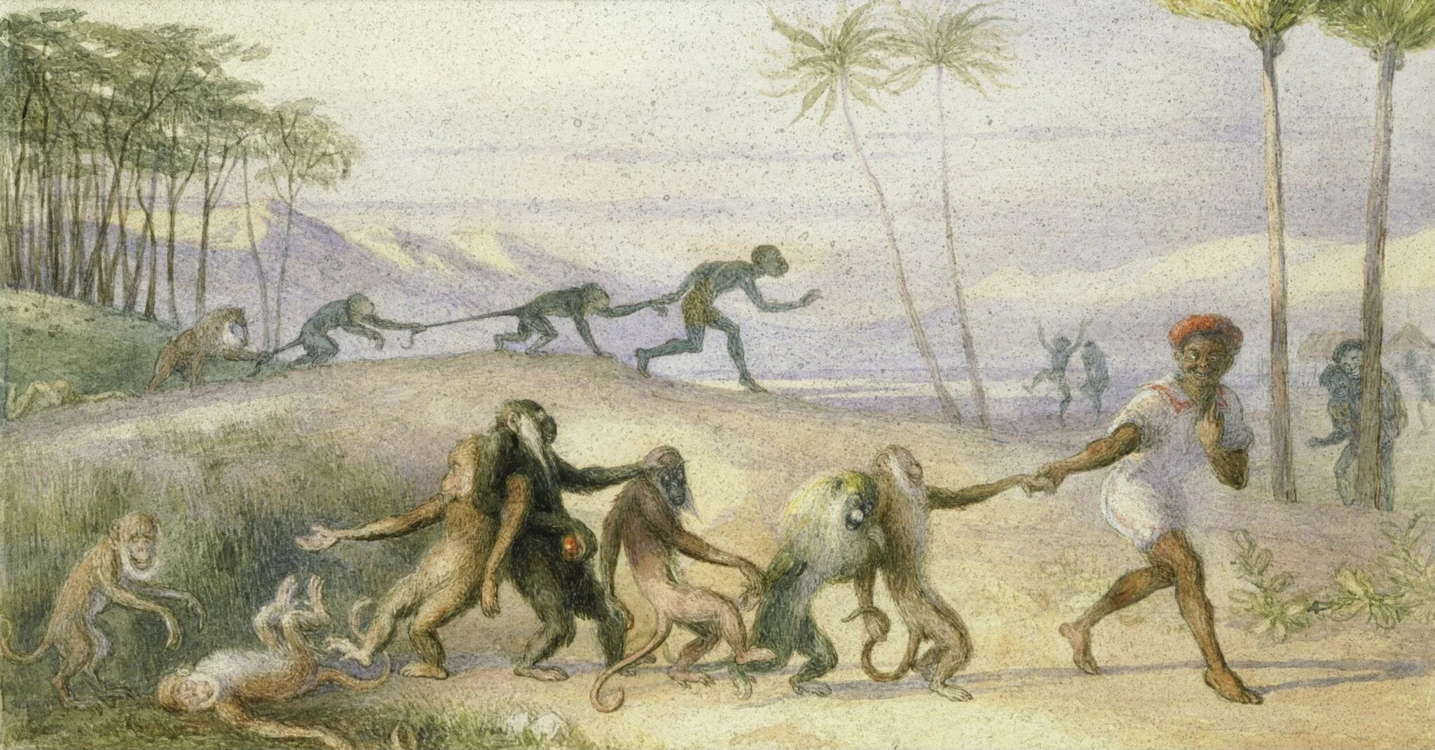 The Manners and Customs of Monkeys, by Richard Doyle, watercolor, 1850