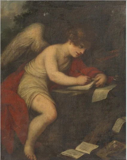 The Little Recording Angel, by Unknown, oil