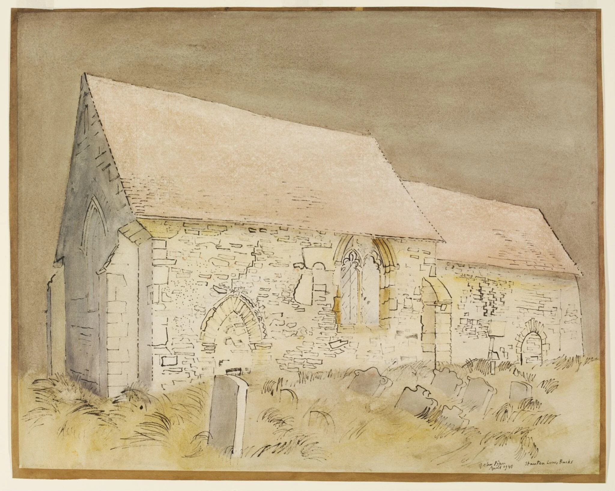 St.Peter's Church, Stanton Low, by Piper, watercolor, 1940