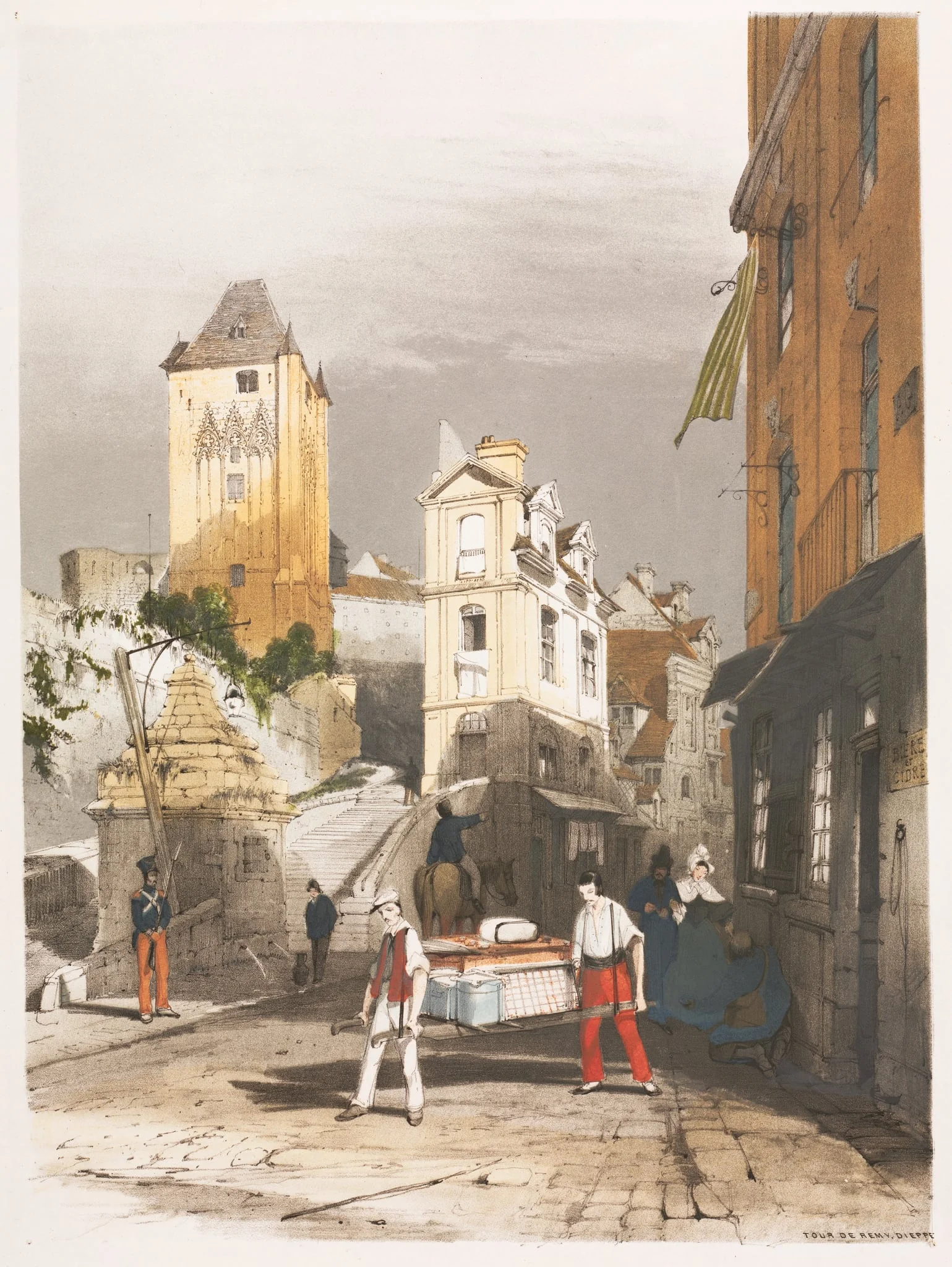 Picturesque Architecture in Paris, Ghent, Antwerp, Rouen, Etc.: Tour de Remy, Dieppe, by Thomas Shotter Boys, 1839