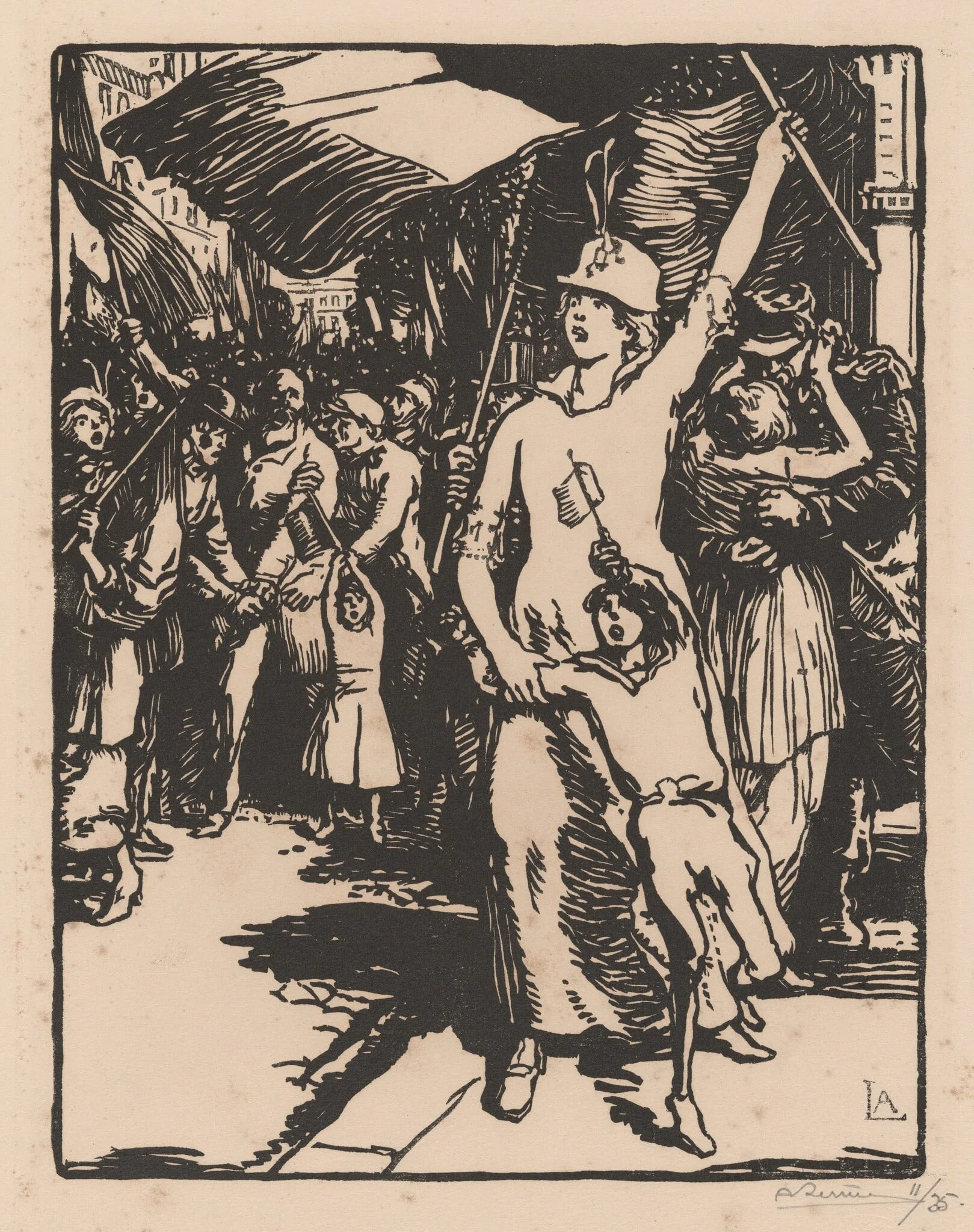 La Guerre est déclarée (War is Declared), by Auguste Lepère, ink, 1915