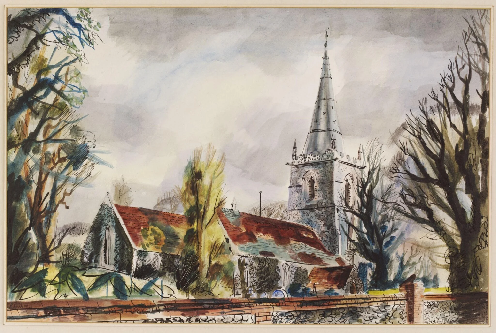 St. Edmund's Church, Tendring, Nr. Harwich, by Suddaby, watercolor, 1940