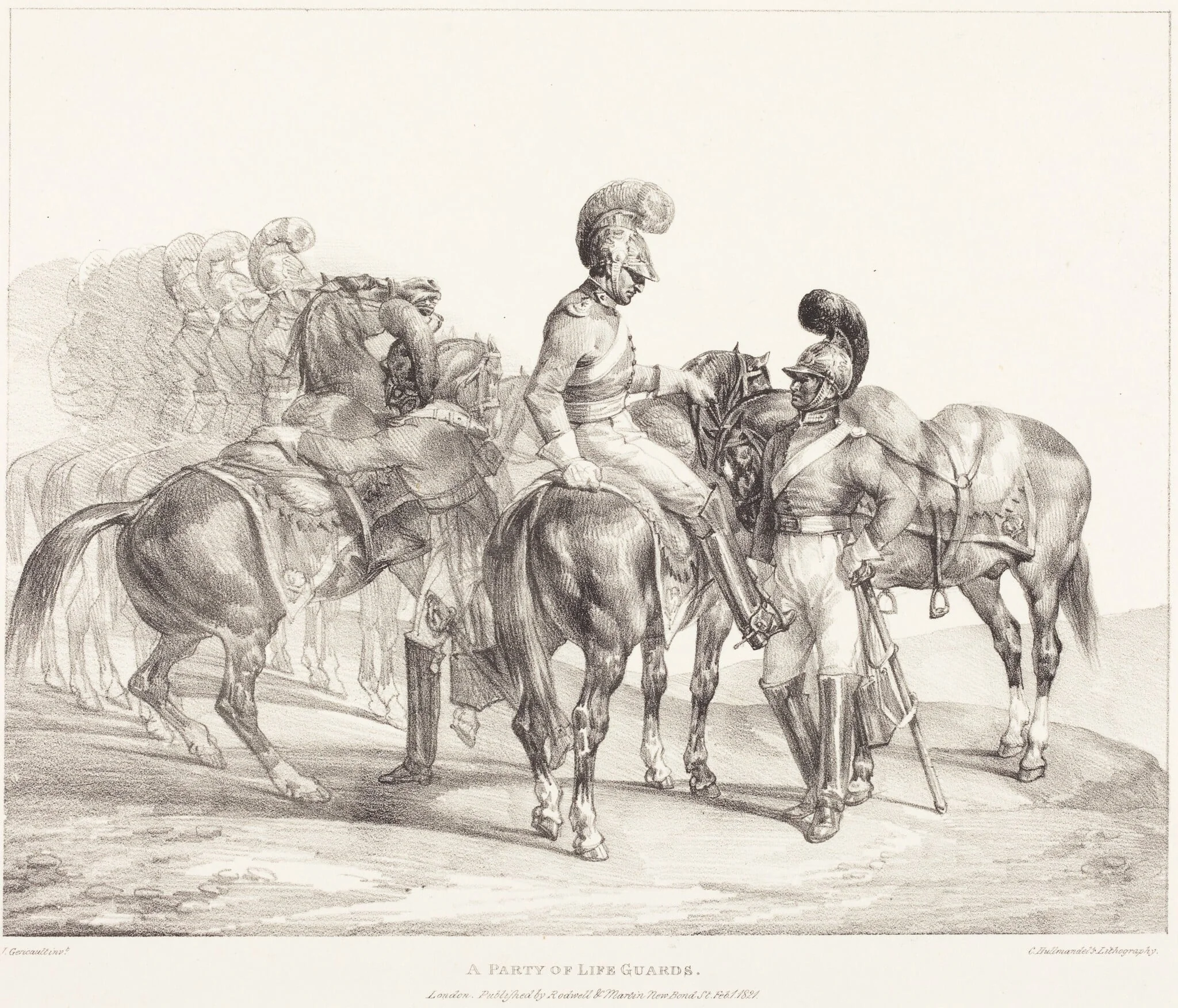 A Party of Life Guards, by Théodore Géricault, ink, 1821