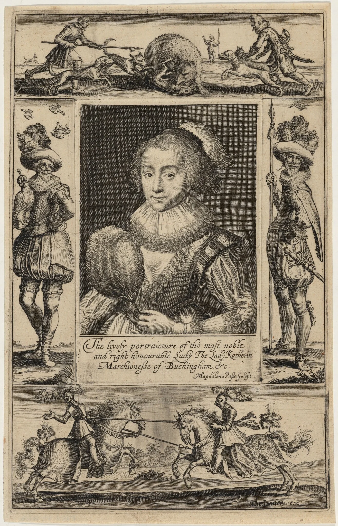 Catherine Manners, Duchess of Buckingham, by Magdalena van de Passe, ink, 1620