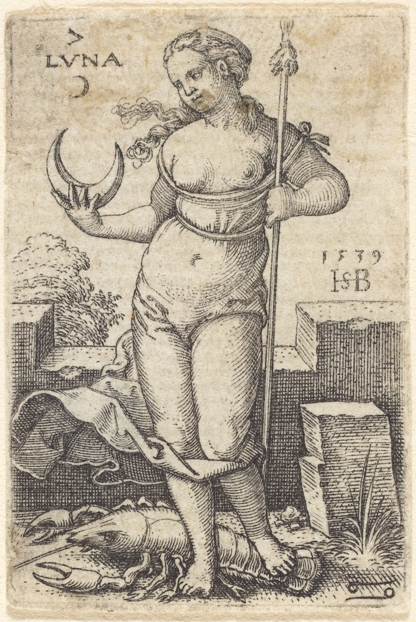 Moon, by Sebald Beham, ink, 1539