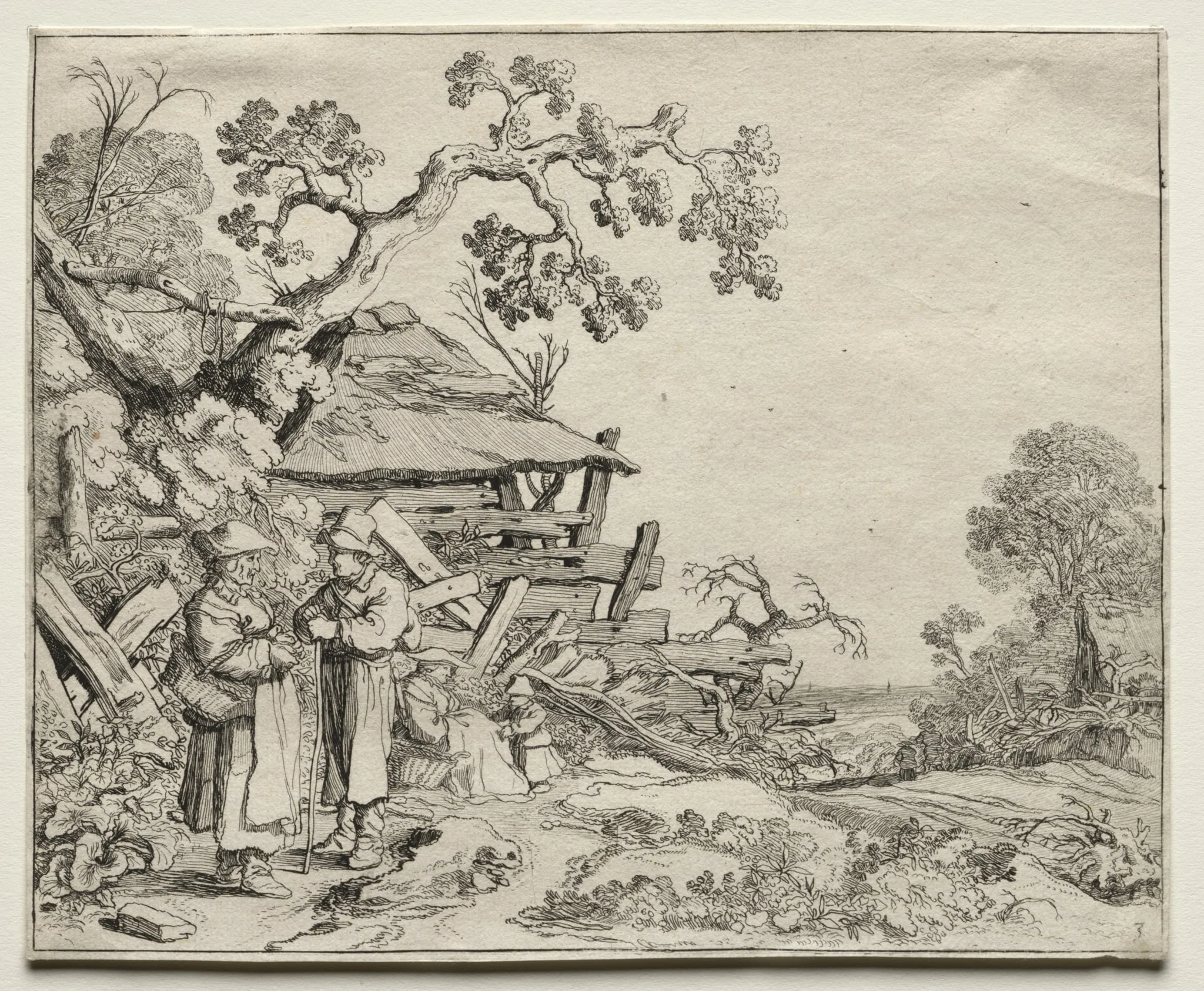 Landscape with Two Peasants Conversing, by Pieter de Molijn, 1626