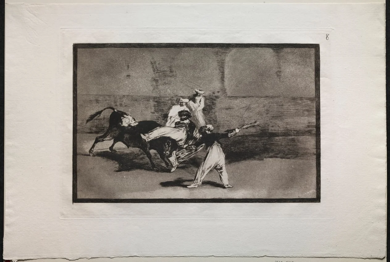 Bullfights:  A Moor Caught by a Bull in the Ring, by Francisco Goya, 1816