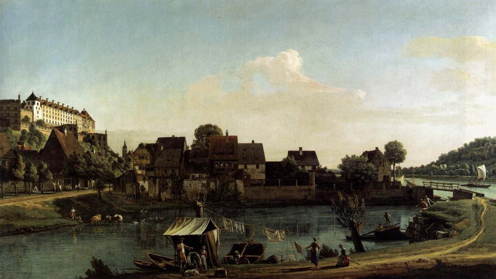 Pirna Seen from the Harbour Town, by Bernardo Bellotto, oil, 1753