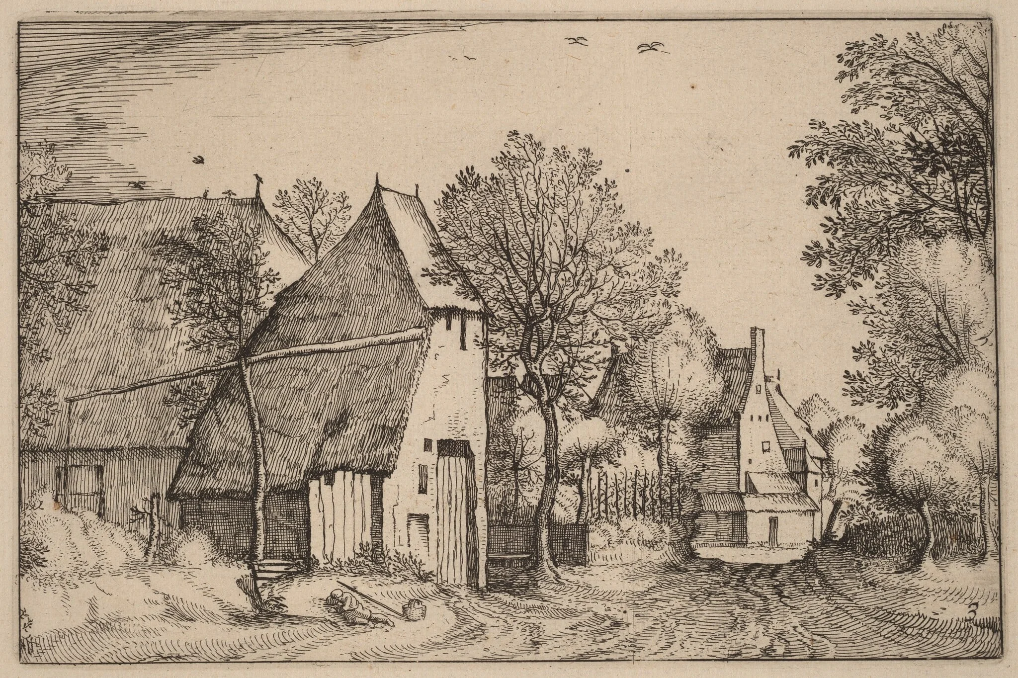 Village Road, by Claes Jansz Visscher, ink, 1612