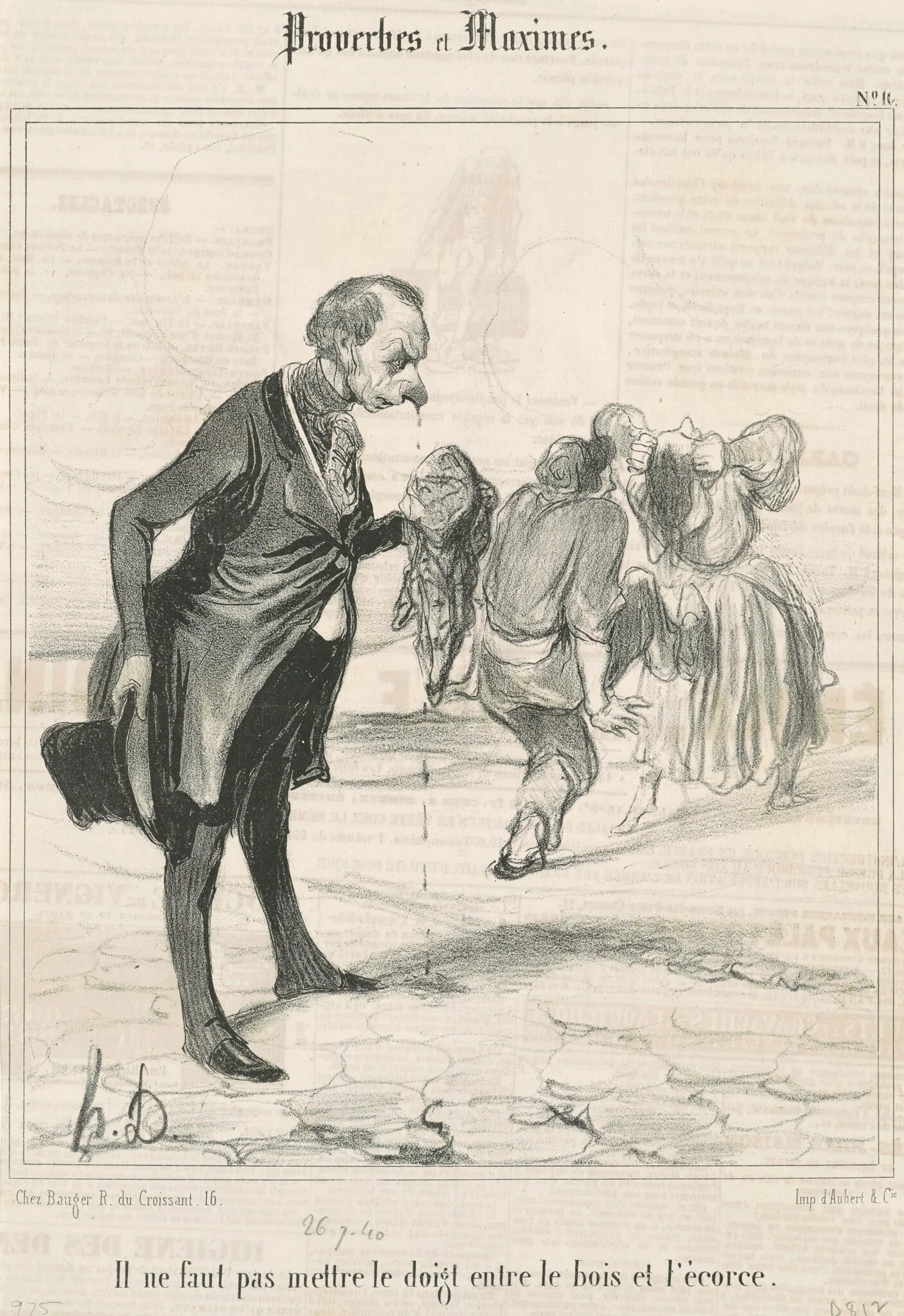 Il ne faut pas mettre le doigt ..., by Honoré Daumier, ink, 1840