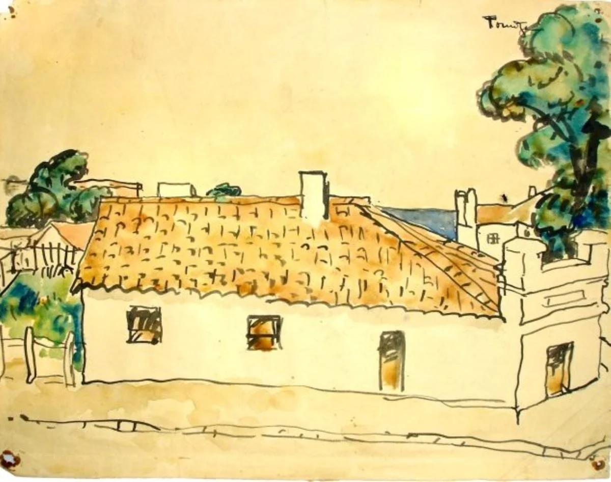 Peisaj dobrogean (Peisaj cu case), by Nicolae Tonitza, unspecified, 1949